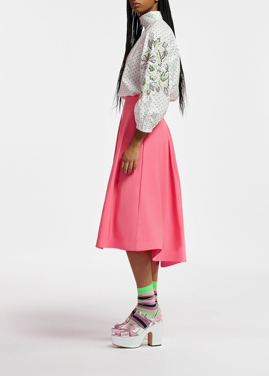 White polka-dotted top with stand-up collar RE—SSENTIEL | Essentiel second hand