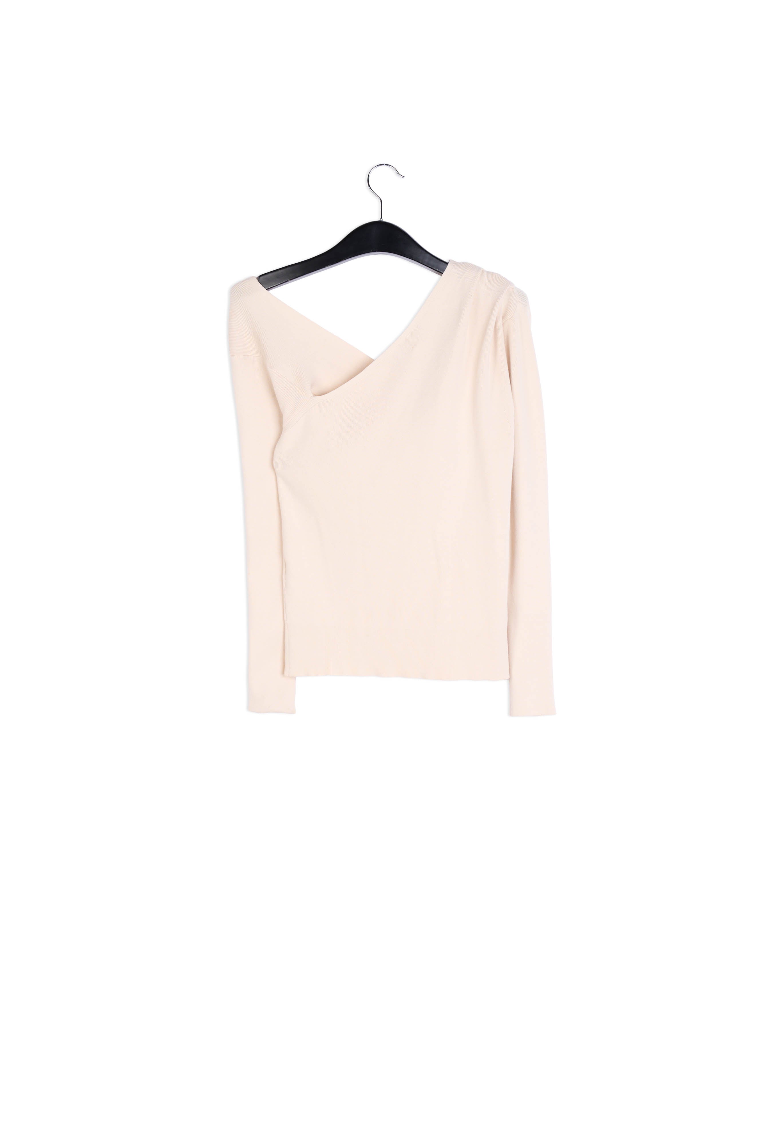 Off-white rib-knitted sweater with asymmetric neckline RE—SSENTIEL | Essentiel second hand