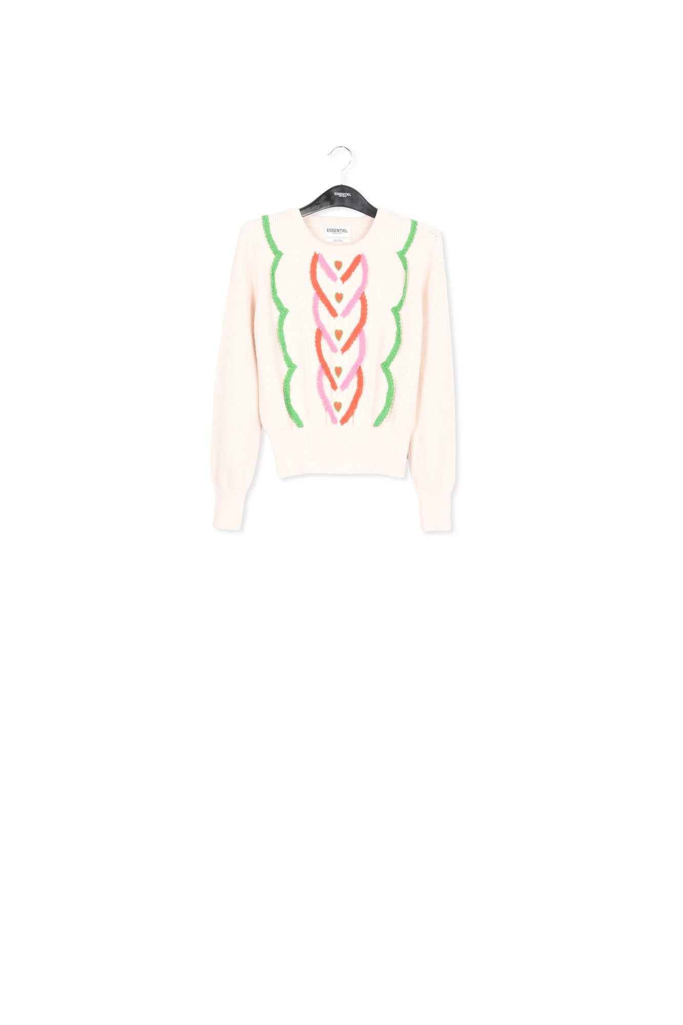 Pull écru en tricot torsadé à broderies RE—SSENTIEL | Essentiel second hand