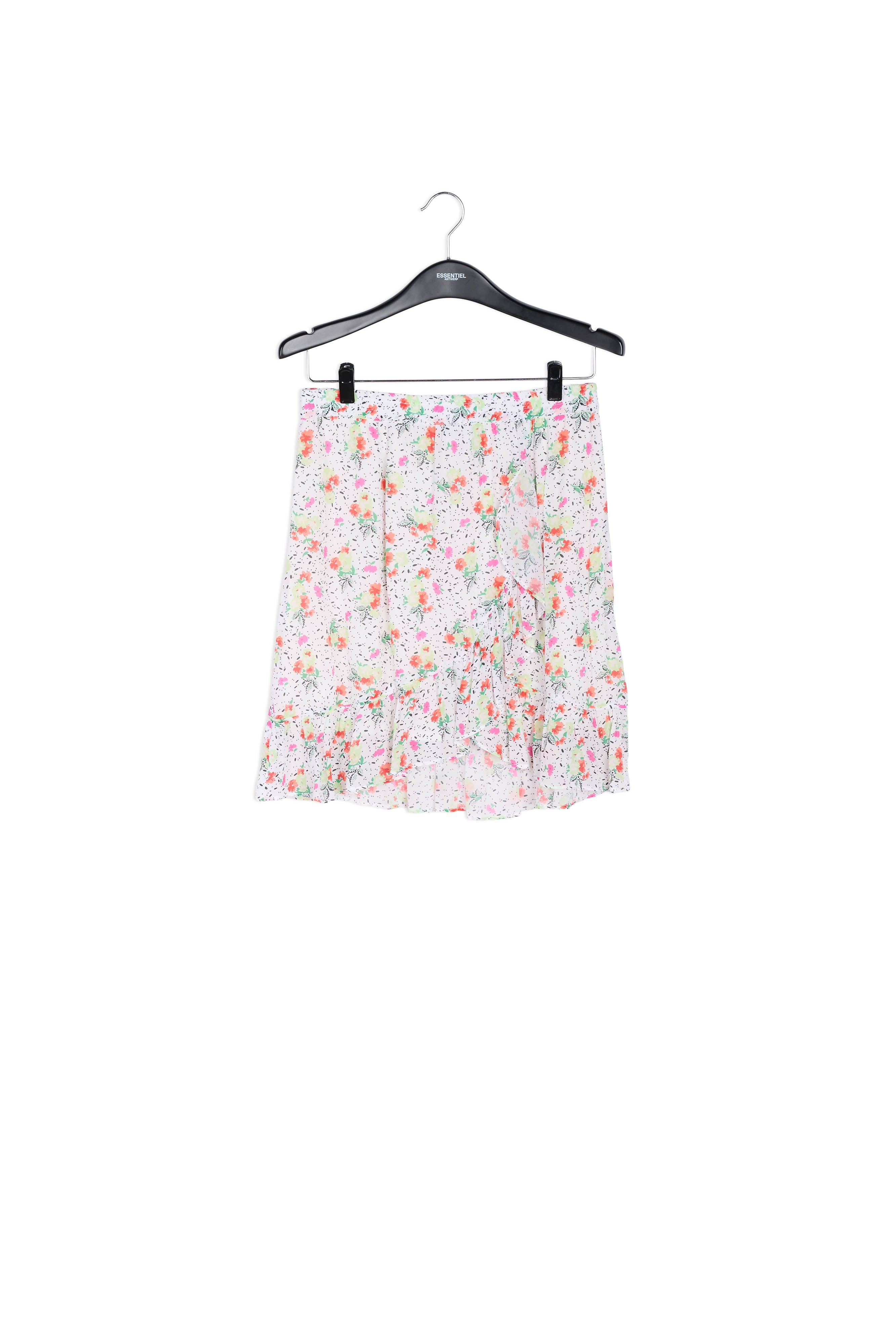 Jupe mini blanc cassé à fleurs avec volant RE—SSENTIEL | Essentiel second hand