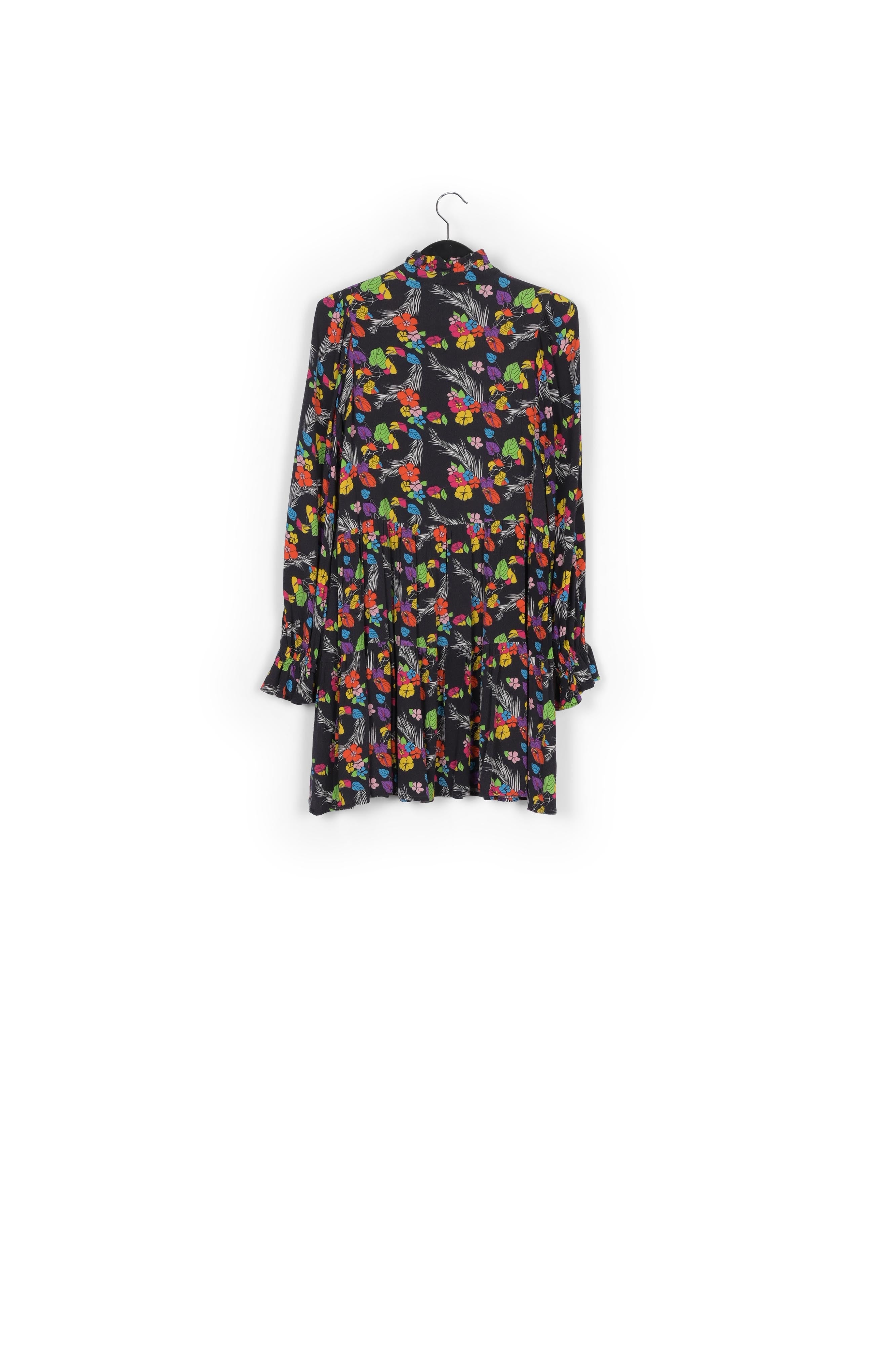 Black tropical print mini dress RE—SSENTIEL | Essentiel second hand