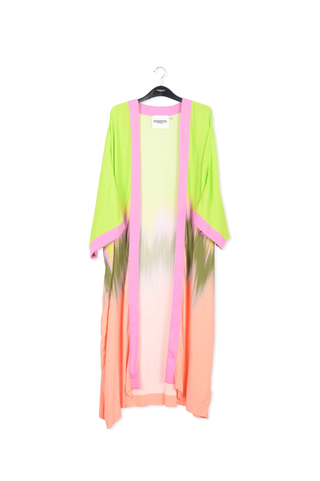 Lime green, peach and khaki kimono with dip-dyed effect RE—SSENTIEL | Essentiel second hand