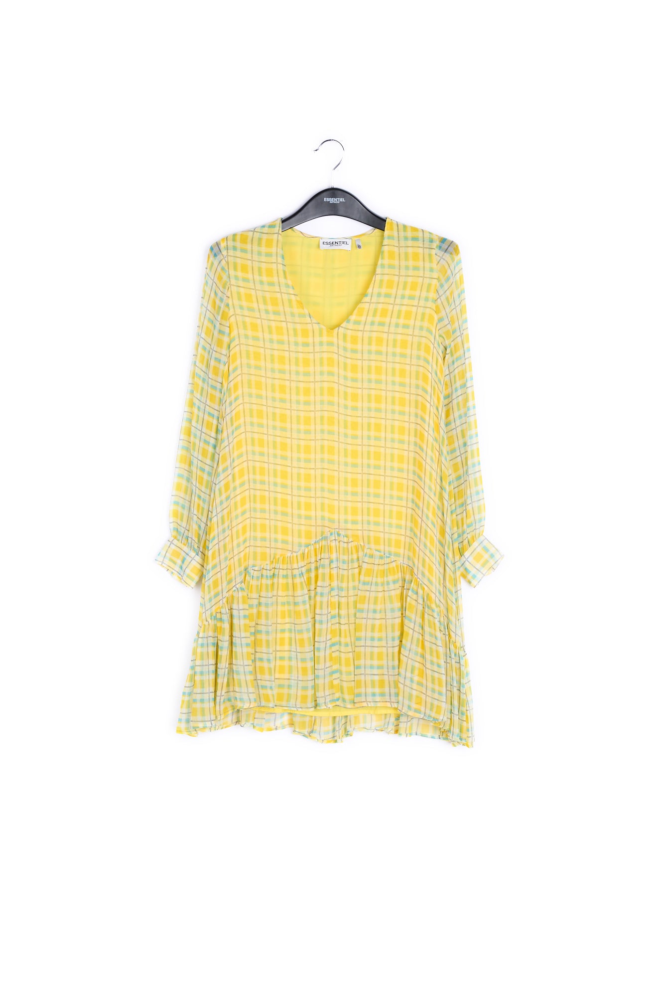 Yellow and light blue check mini dress RE—SSENTIEL | Essentiel second hand