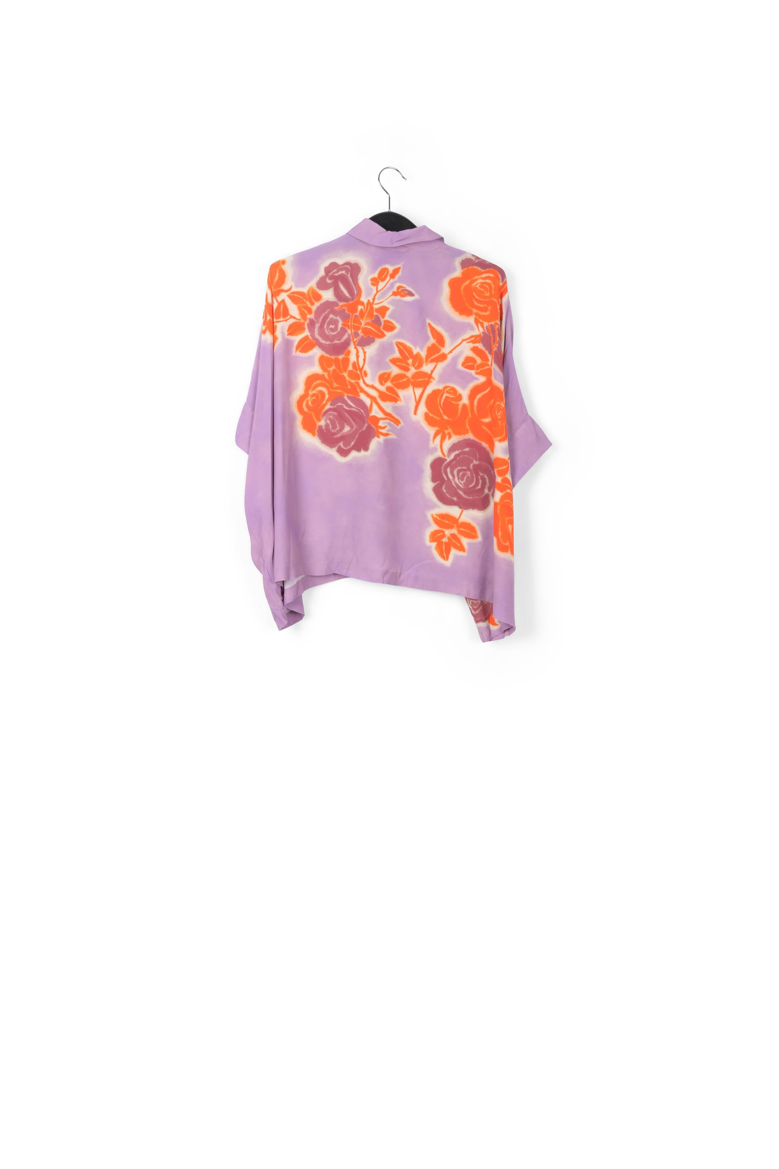 Lilac, orange and purple oversized shirt with floral print RE—SSENTIEL | Essentiel second hand