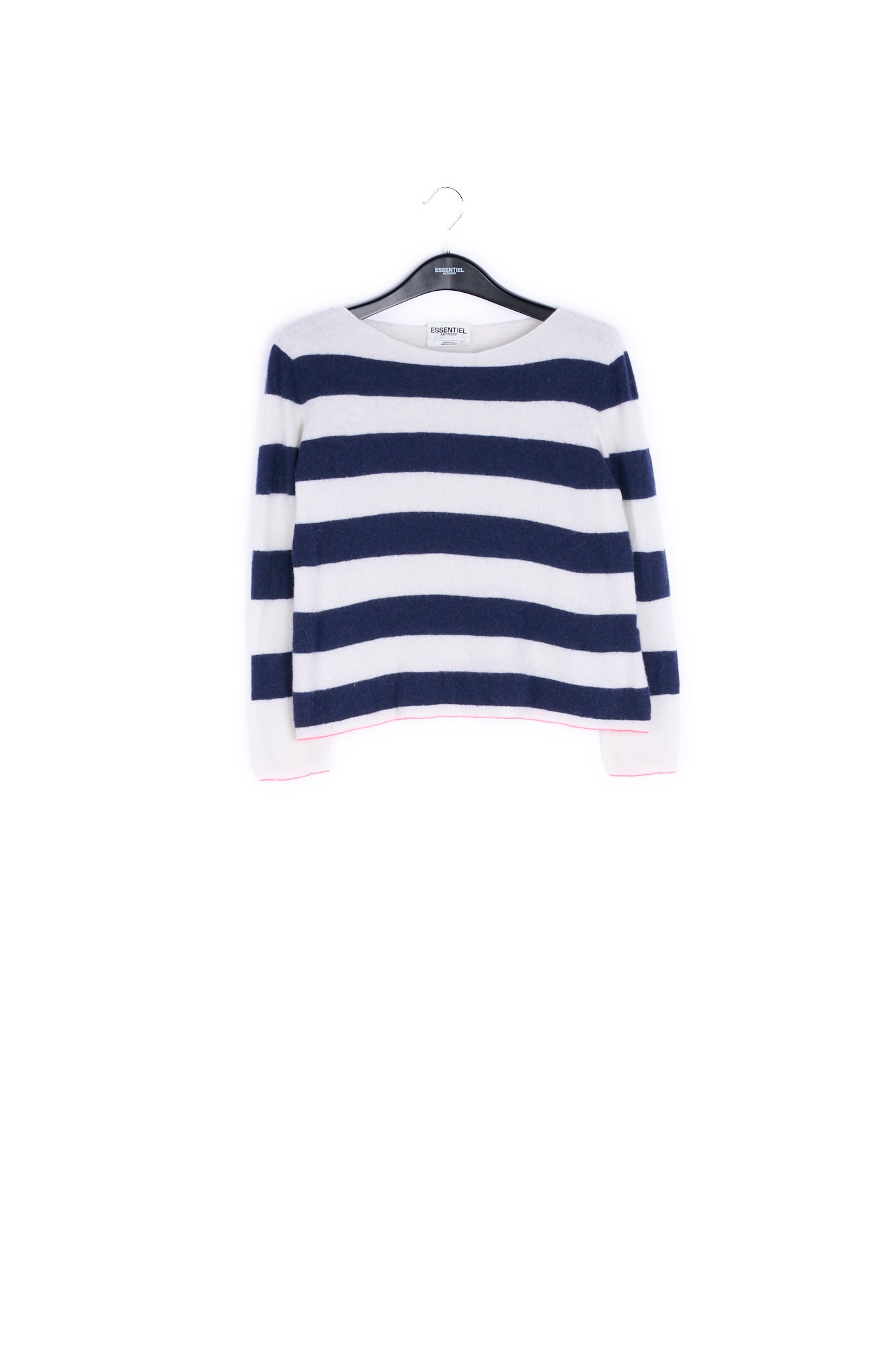 Off-white and dark blue striped wool and cashmere-blend sweater RE—SSENTIEL | Essentiel second hand