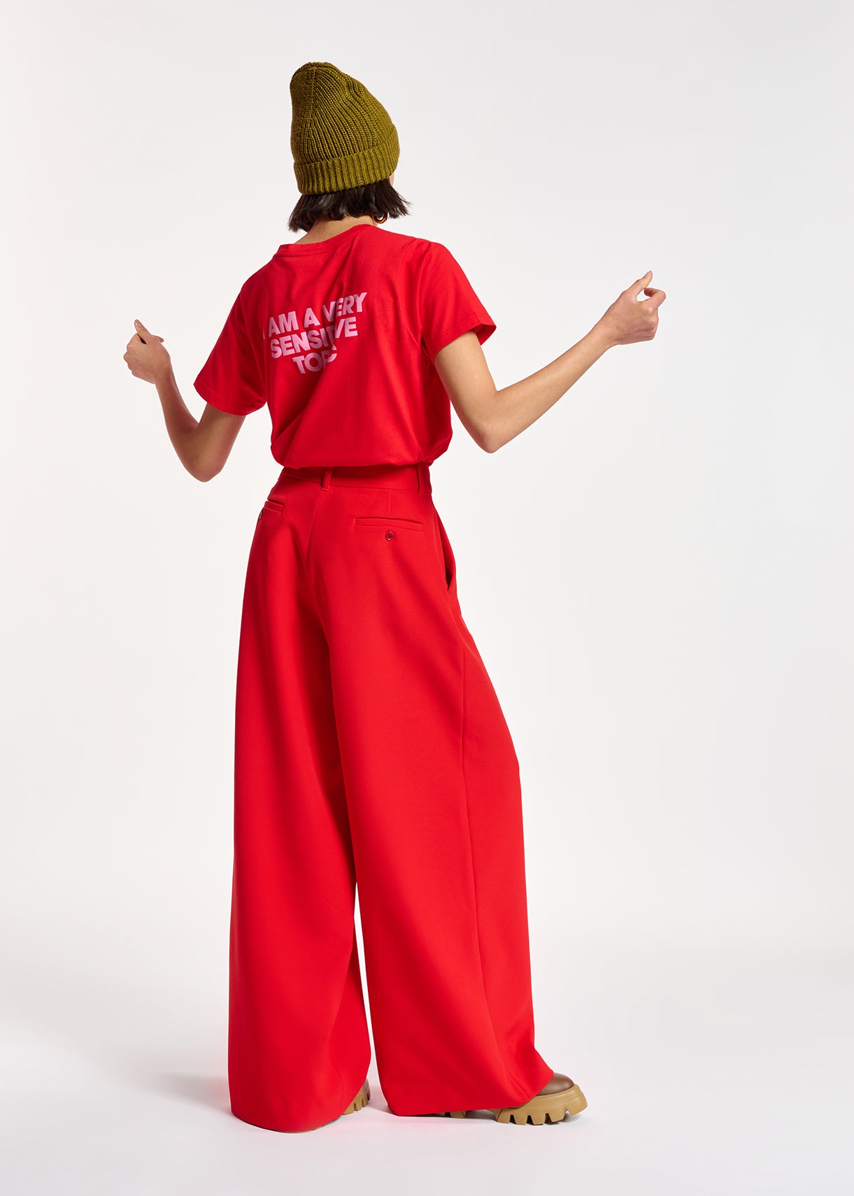 Red organic cotton slogan T-shirt RE—SSENTIEL | Essentiel second hand