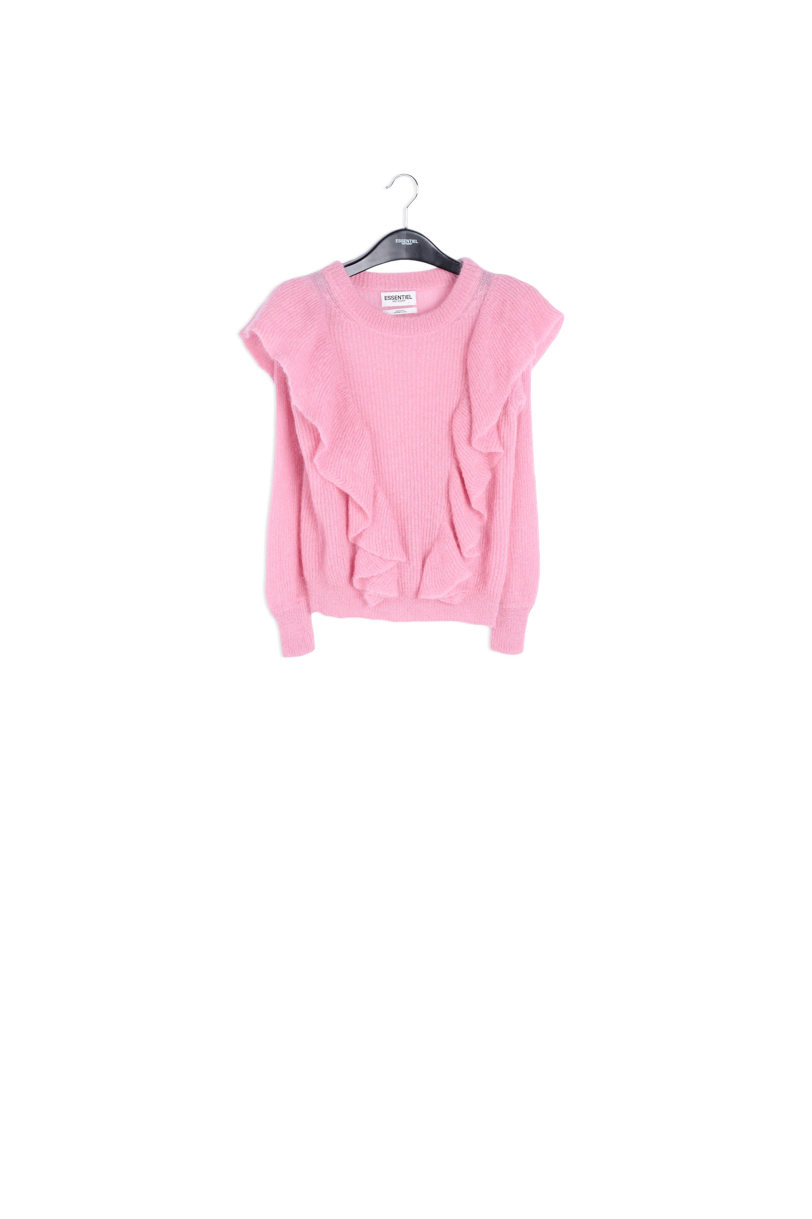 Soft pink mohair-wool blend ruffle sweater RE—SSENTIEL | Essentiel second hand