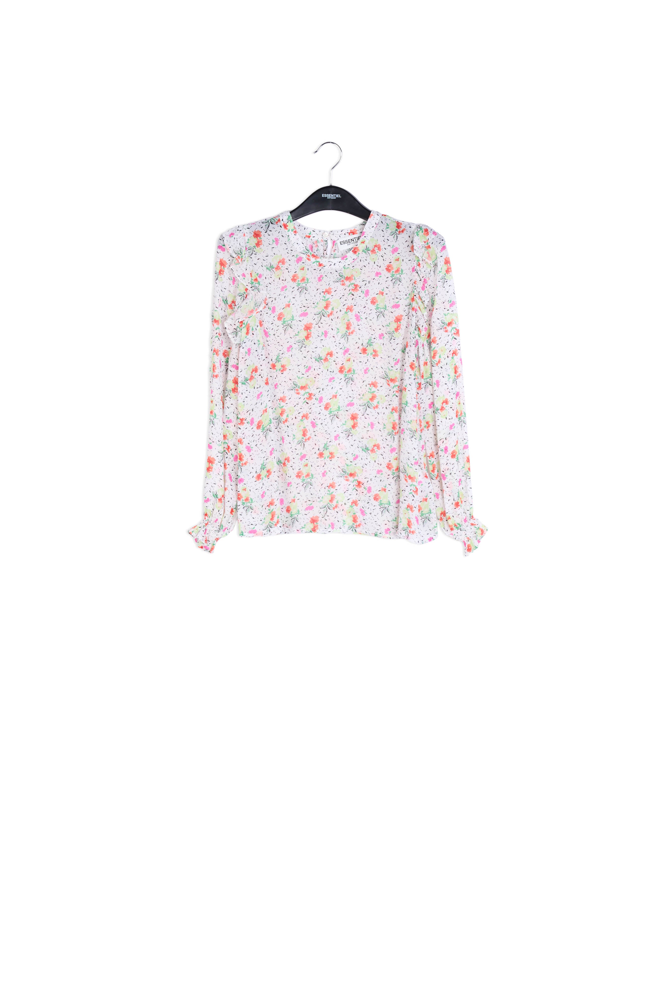 Off-white floral-print frilled top RE—SSENTIEL | Essentiel second hand