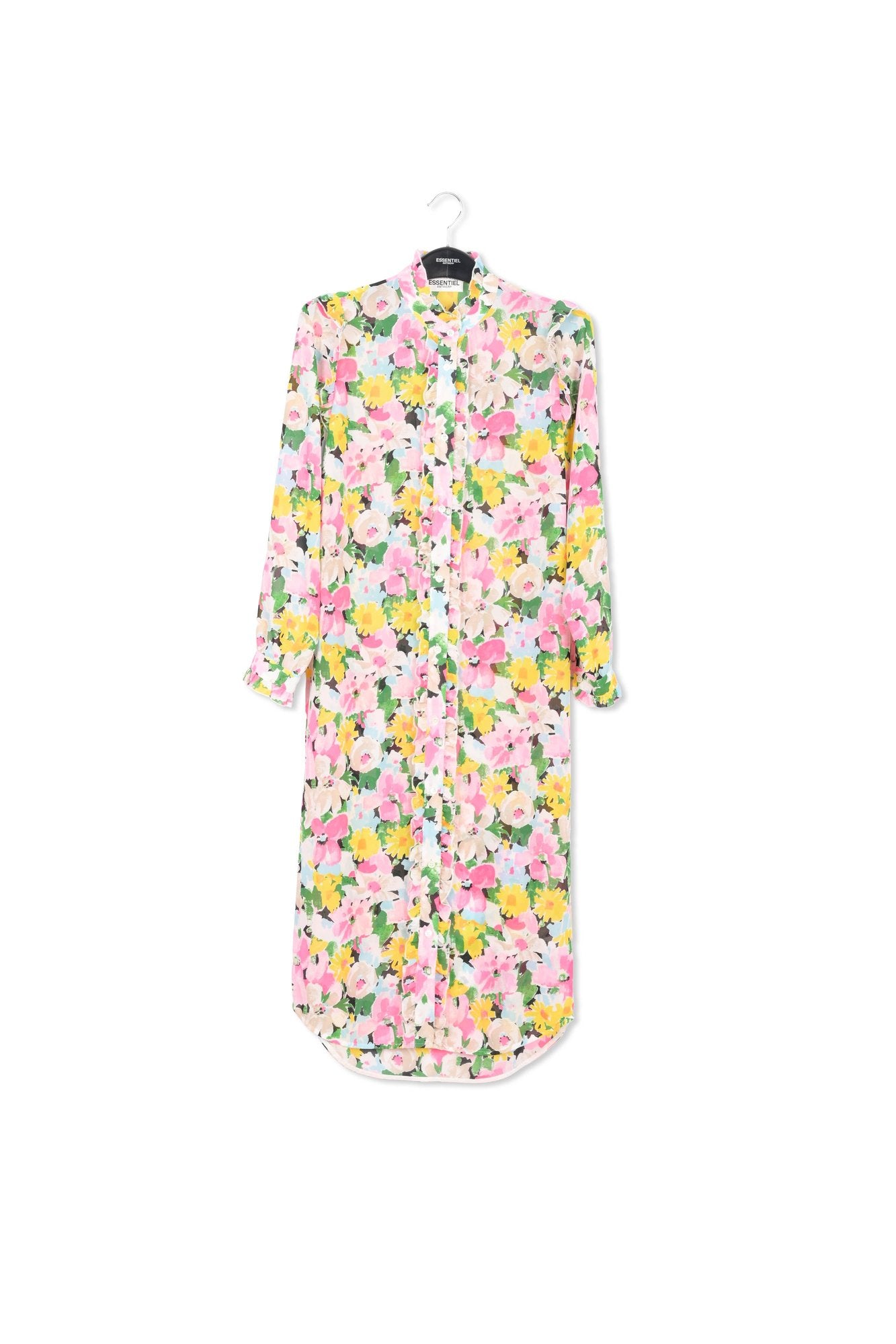 Robe chemise à fleurs multicolores avec ruches RE—SSENTIEL | Essentiel second hand