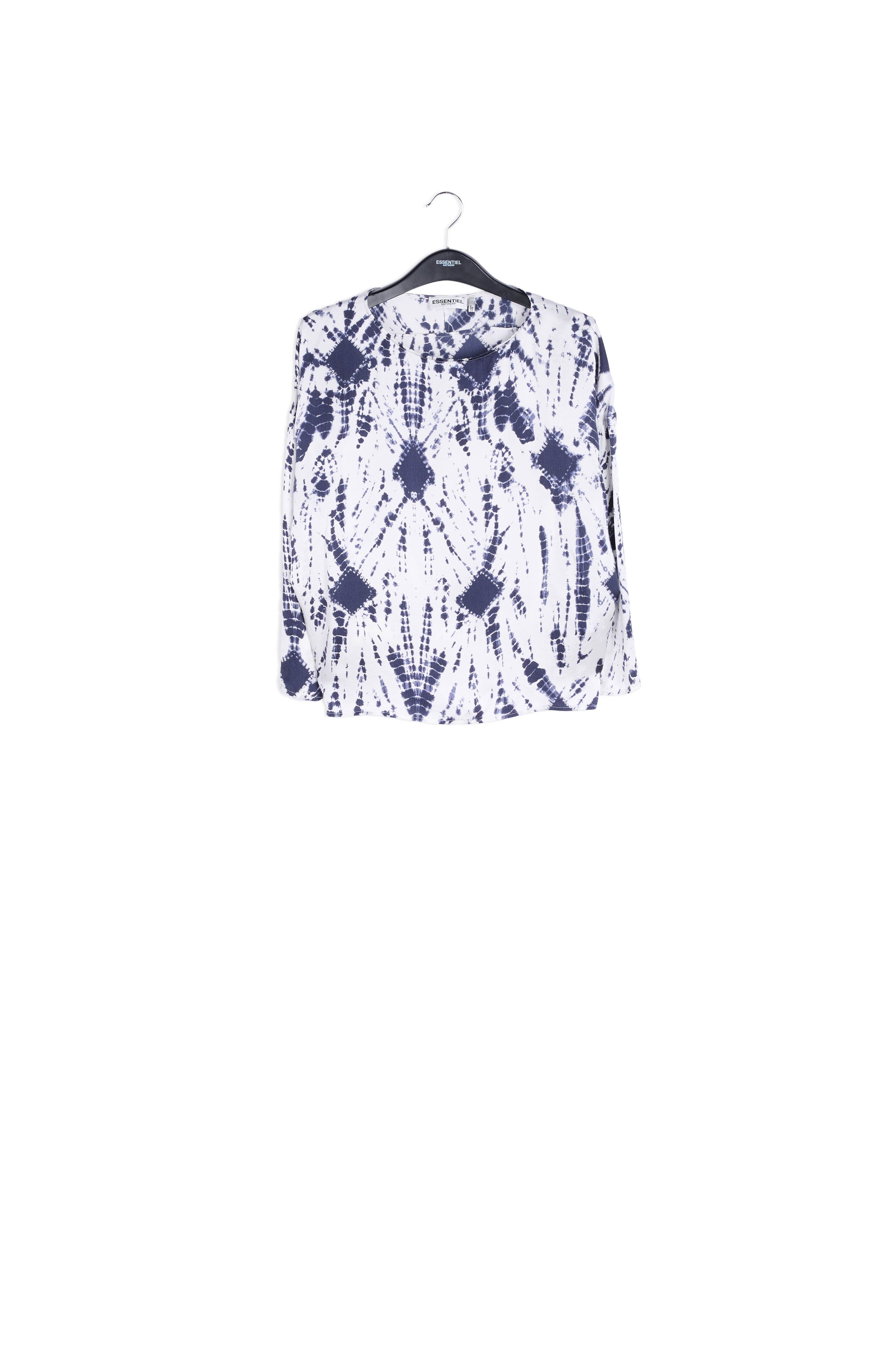 Top en soie tie-dye blanc cassé et bleu RE—SSENTIEL | Essentiel second hand