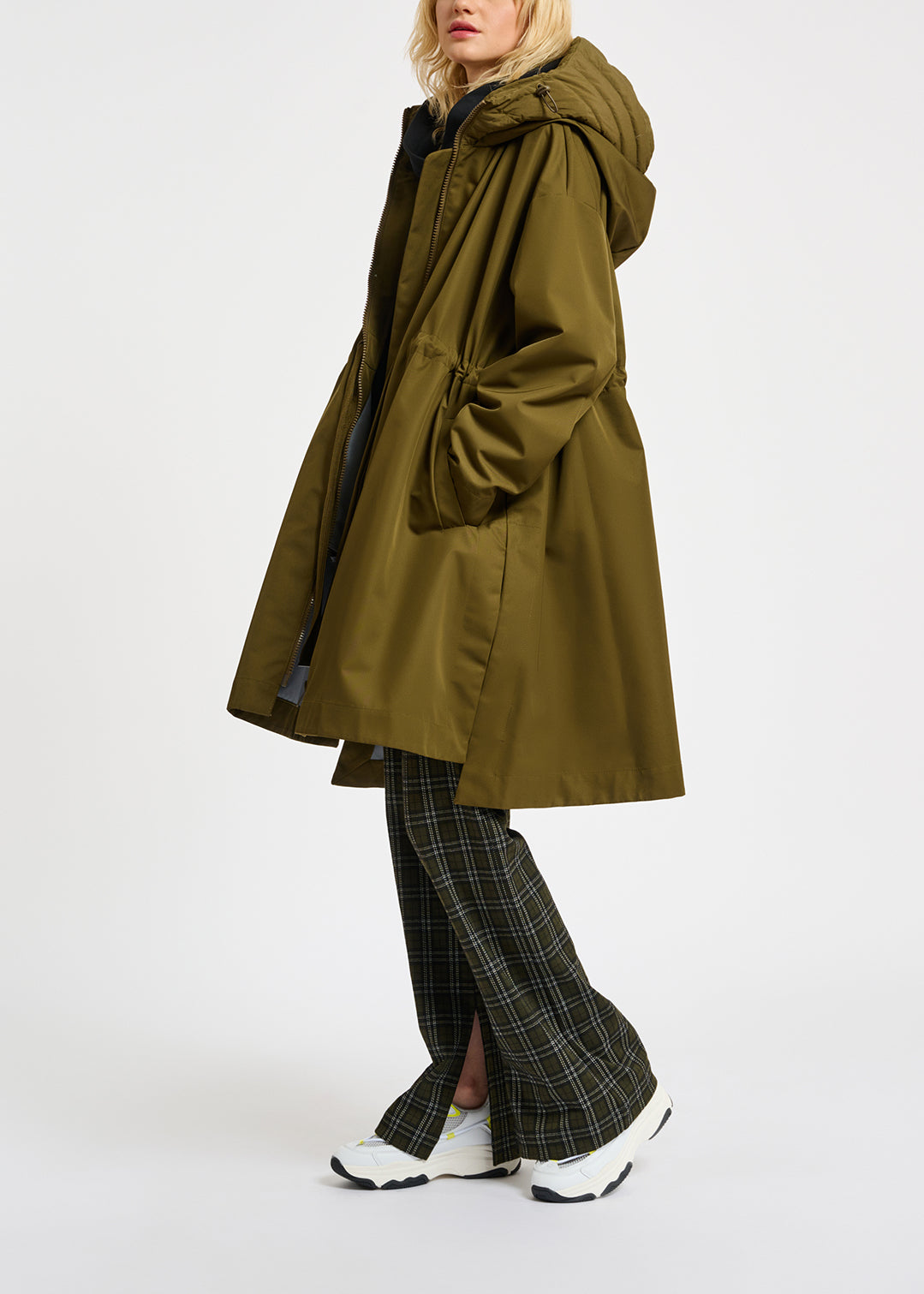 Khaki oversized hooded raincoat RE—SSENTIEL | Essentiel second hand