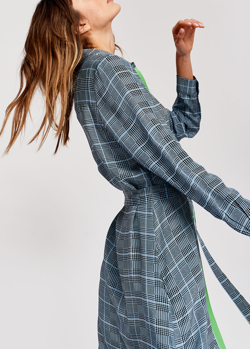 Large check silk shirt dress RE—SSENTIEL | Essentiel second hand
