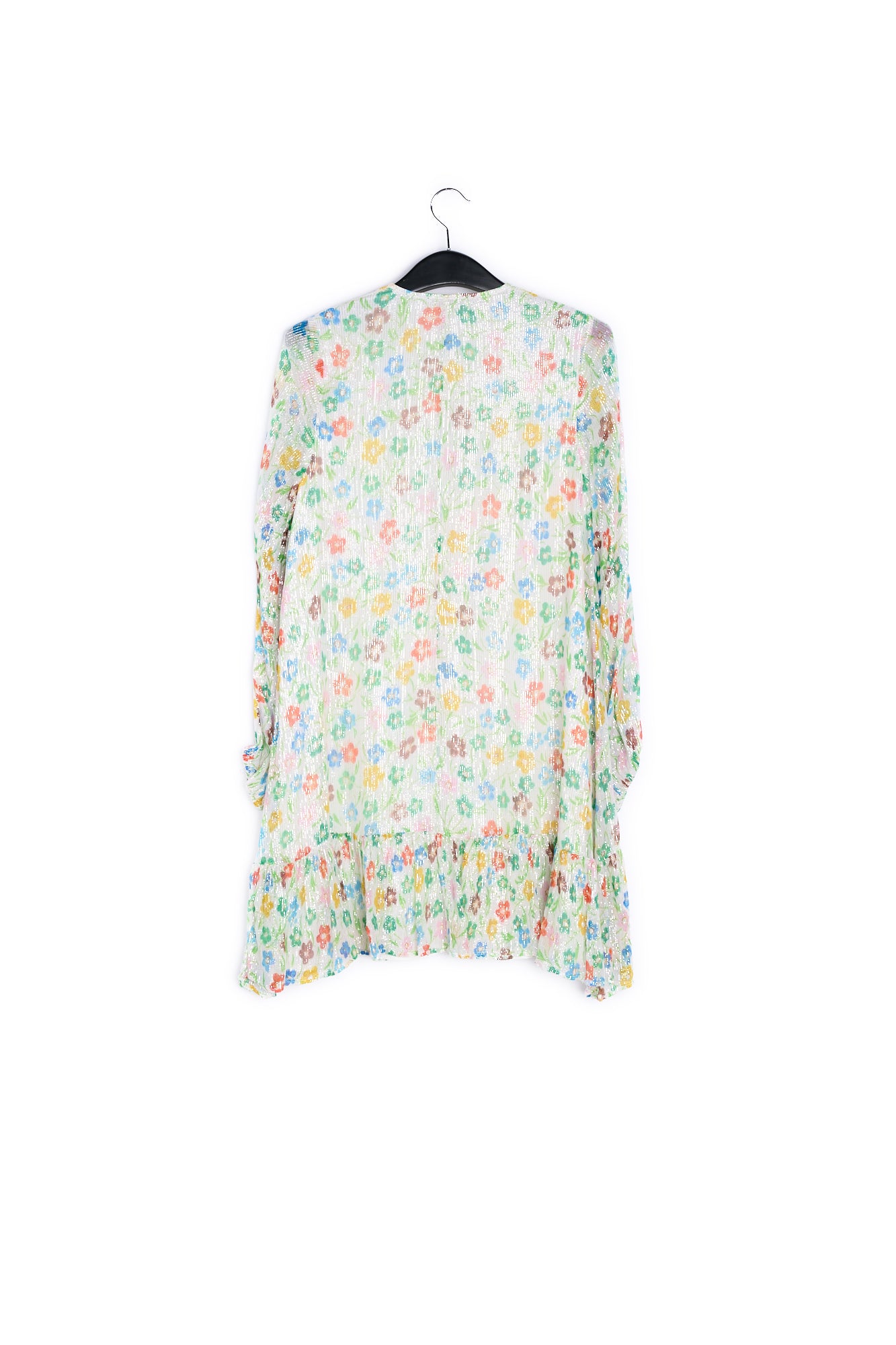 Off-white floral print dress with flared hem RE—SSENTIEL | Essentiel second hand