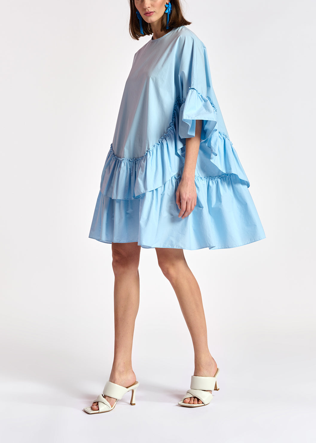 Lichtblauwe katoenen jurk met volants RE—SSENTIEL | Essentiel second hand