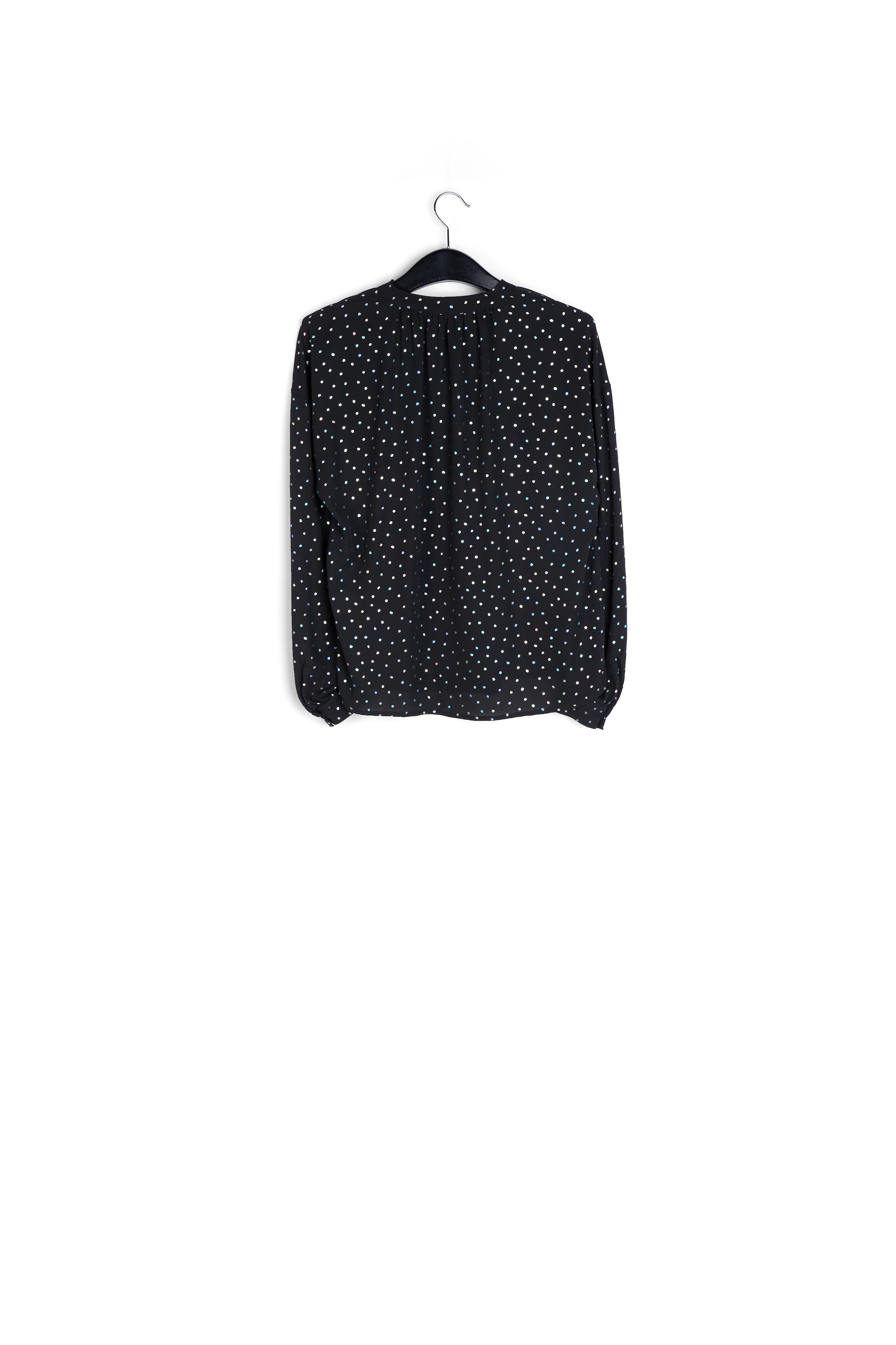 Black buttoned blouse with holographic polka dots RE—SSENTIEL | Essentiel second hand