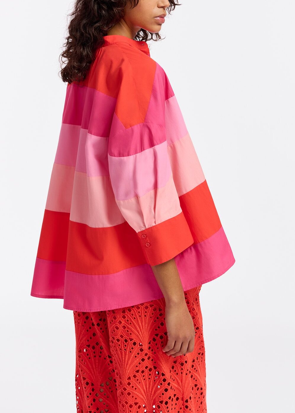 Light pink, pink and red oversized cotton shirt RE—SSENTIEL | Essentiel second hand