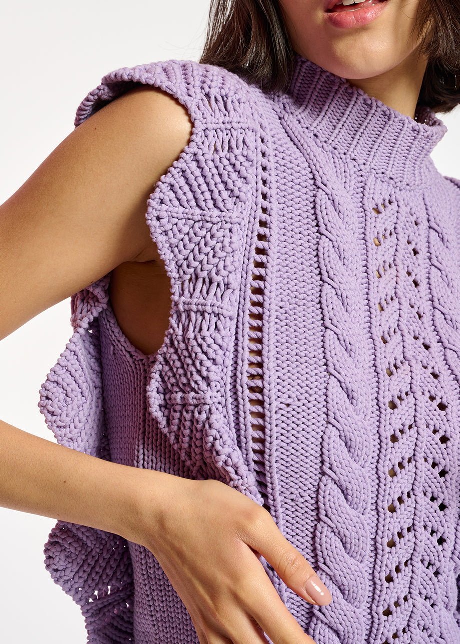 Lilac sleeveless ruffle sweater RE—SSENTIEL | Essentiel second hand