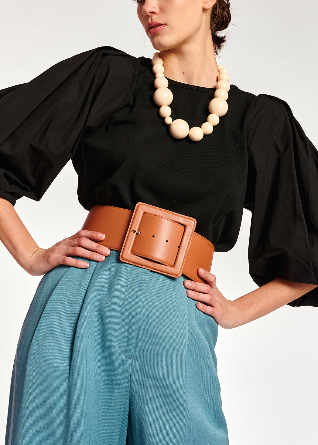 Black jersey T-shirt with cotton-poplin sleeves RE—SSENTIEL | Essentiel second hand