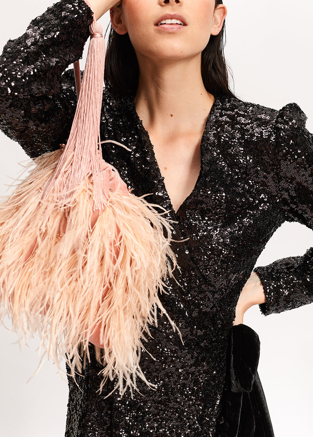 Black sequined mini wrap dress RE—SSENTIEL | Essentiel second hand