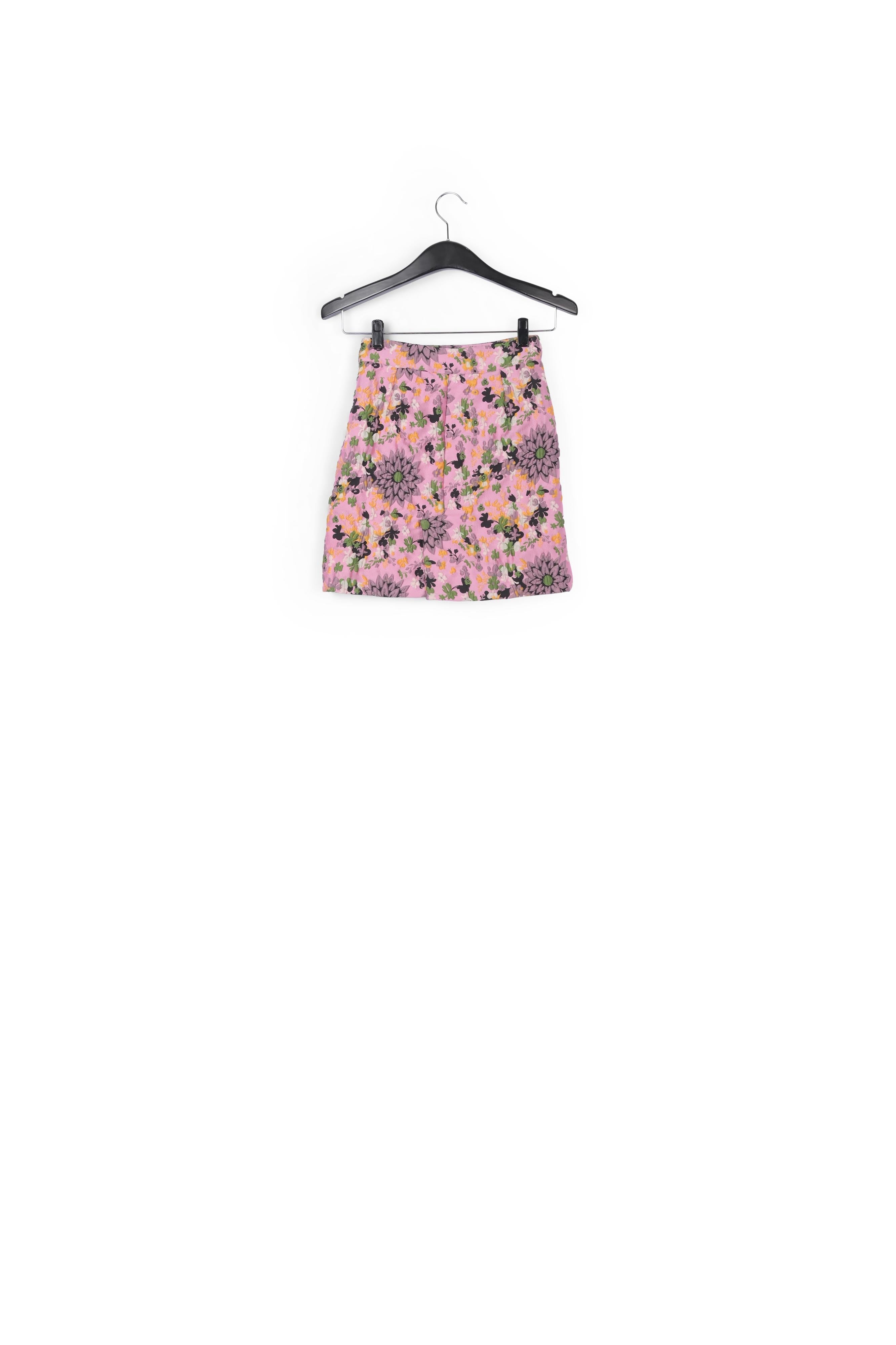 Pink floral jacquard mini skirt RE—SSENTIEL | Essentiel second hand