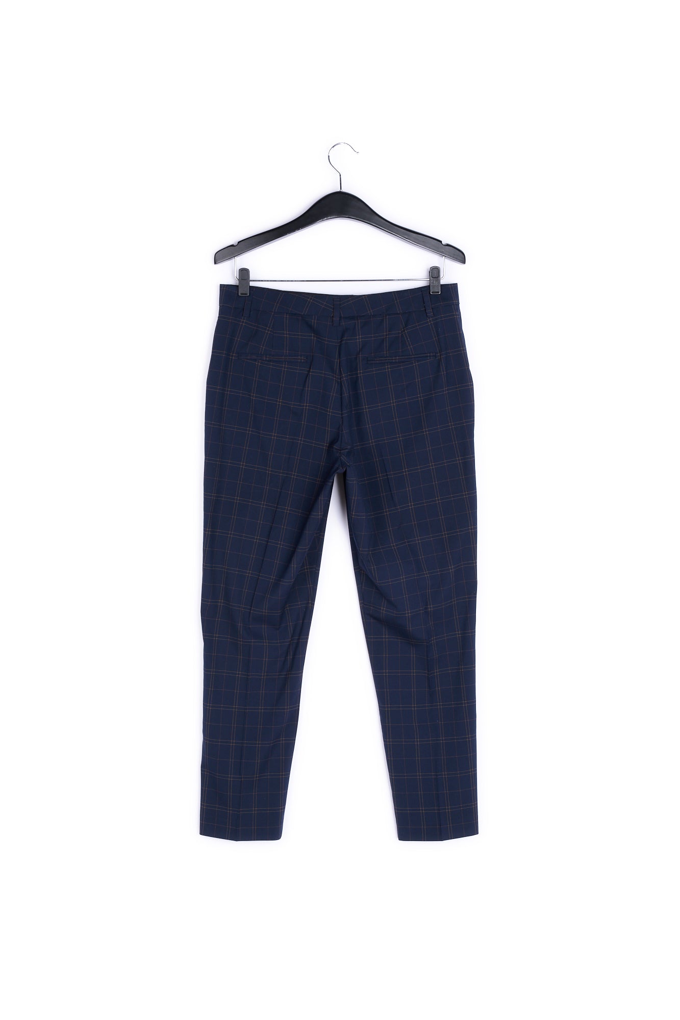 Donkerblauwe geklede broek met ruitjes RE—SSENTIEL | Essentiel second hand