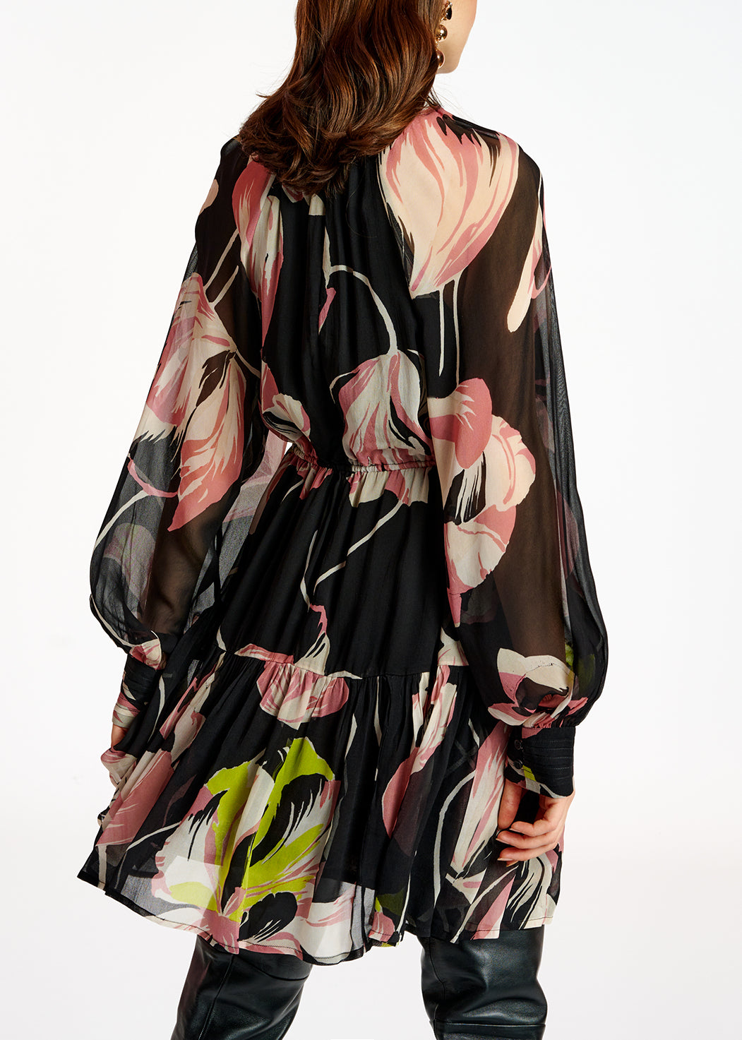 Black floral-print mini dress RE—SSENTIEL | Essentiel second hand