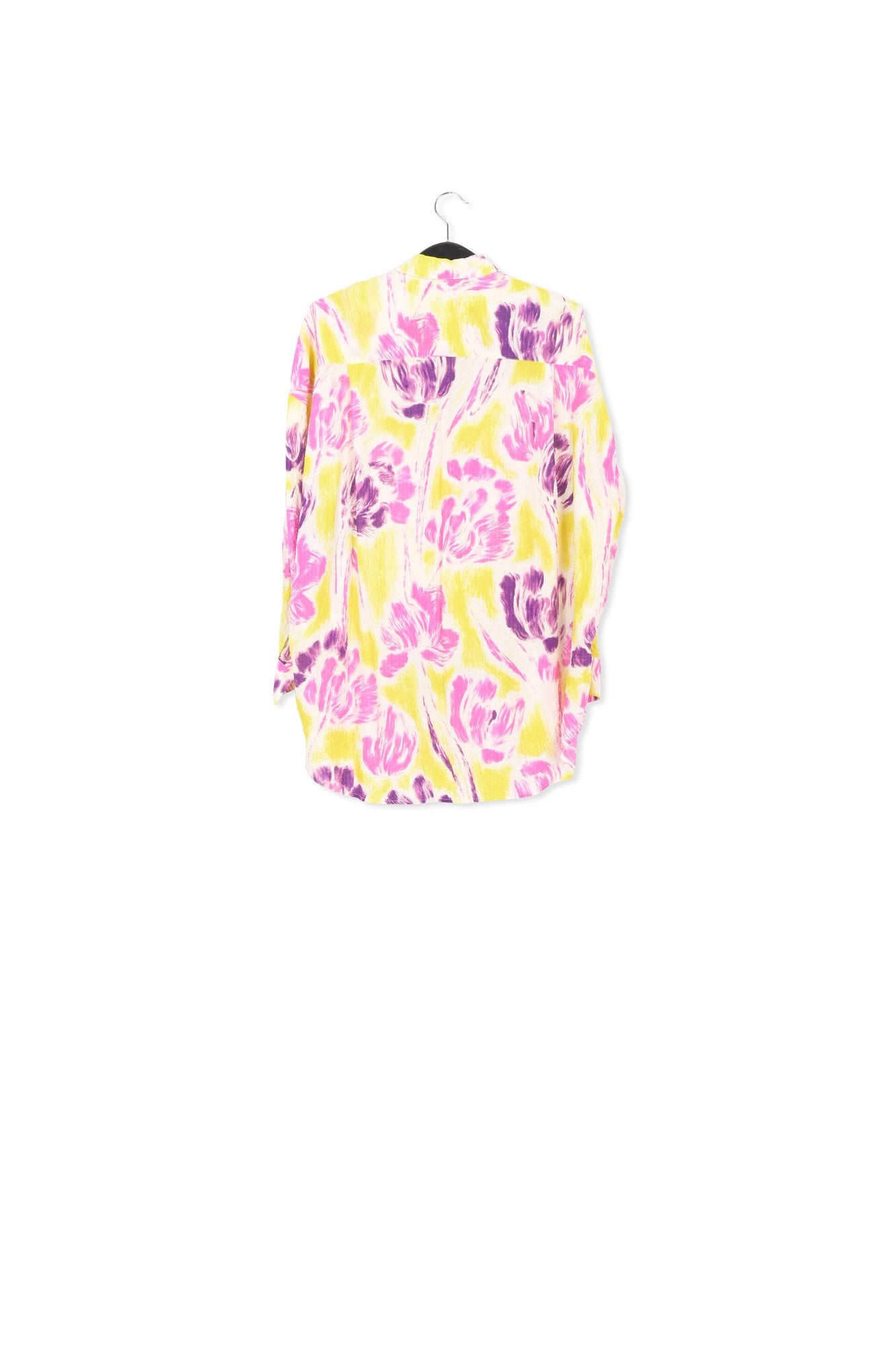 Yellow and purple floral print oversized shirt RE—SSENTIEL | Essentiel second hand