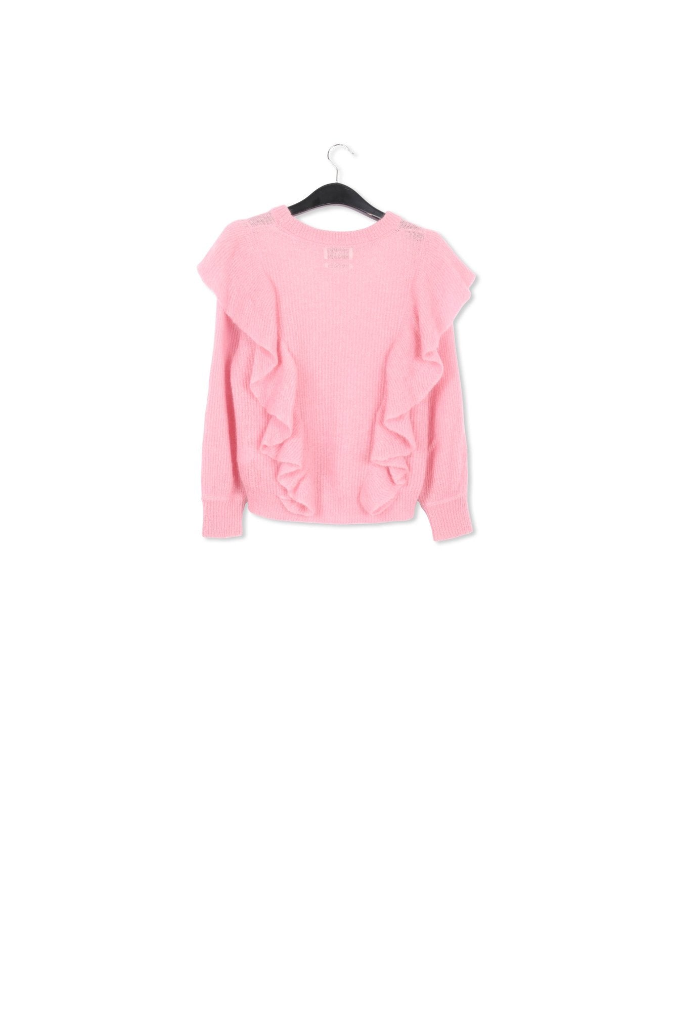 Soft pink mohair-wool blend ruffle sweater RE—SSENTIEL | Essentiel second hand
