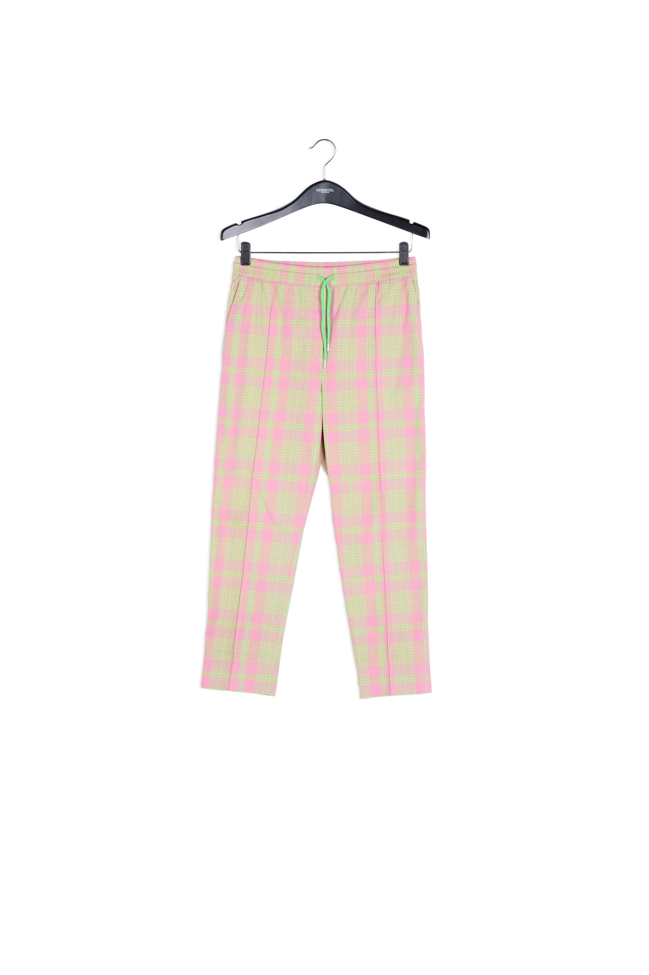 Dusty pink plaid cotton-blend pants RE—SSENTIEL | Essentiel second hand