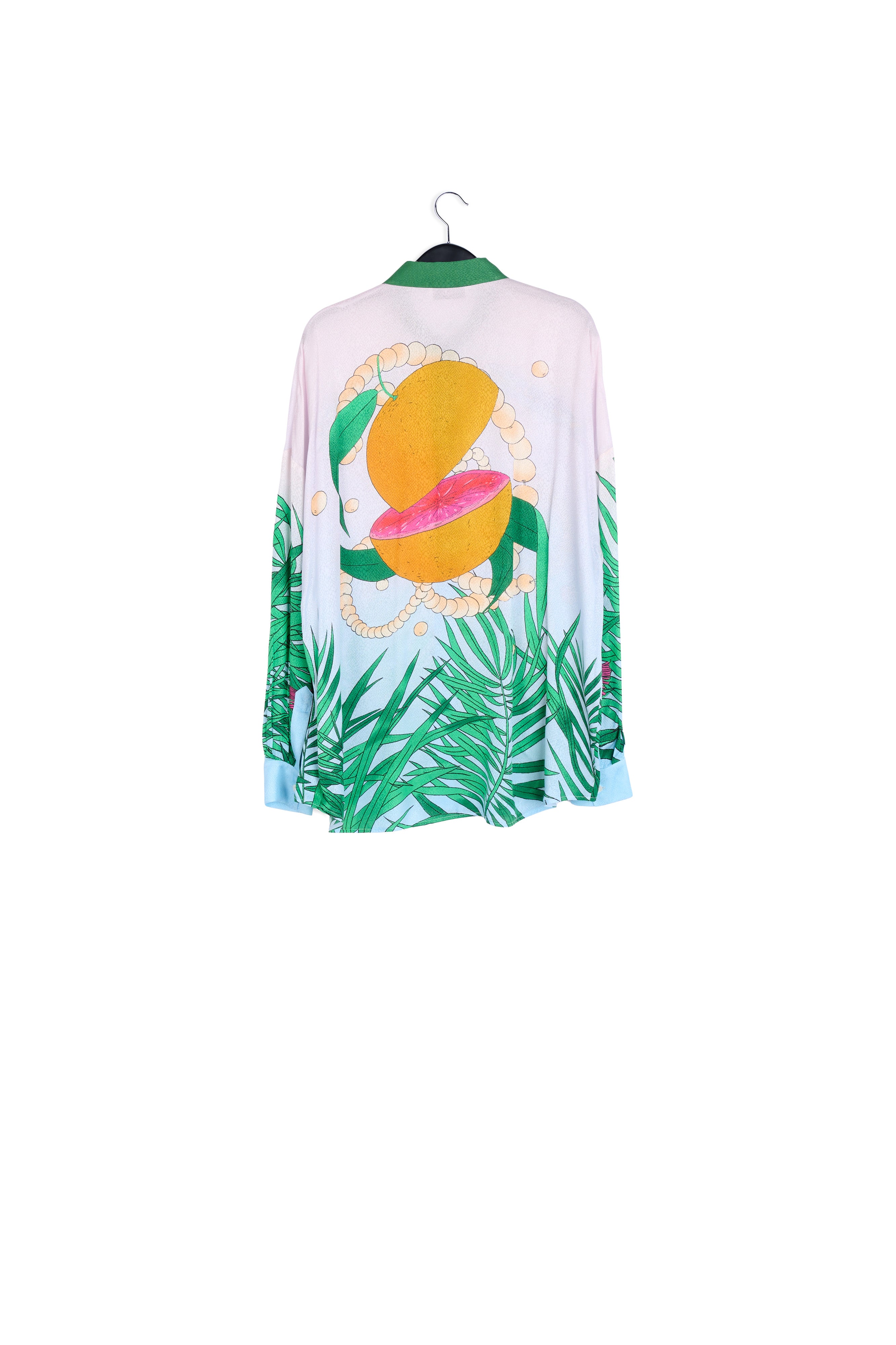 Light blue tropical print viscose-jacquard shirt RE—SSENTIEL | Essentiel second hand