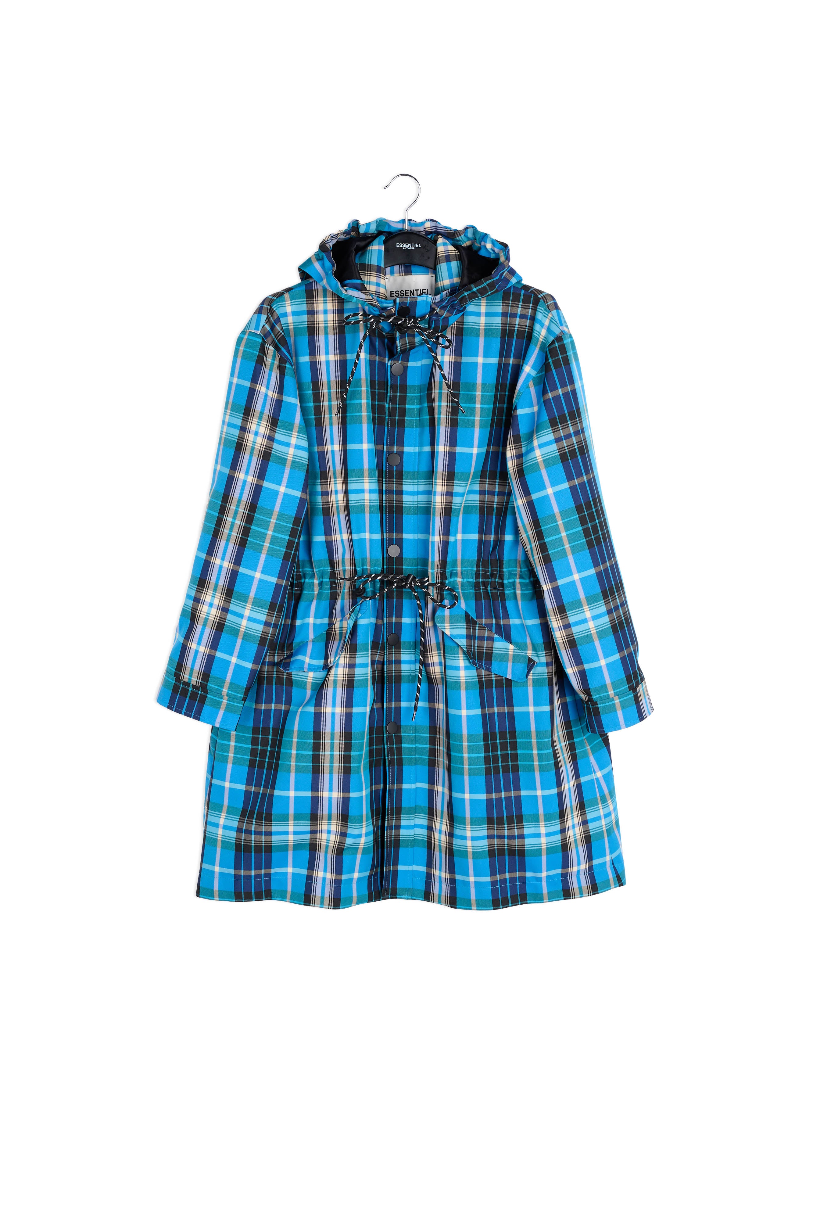 Manteau à carreaux bleu foncé et clair RE—SSENTIEL | Essentiel second hand