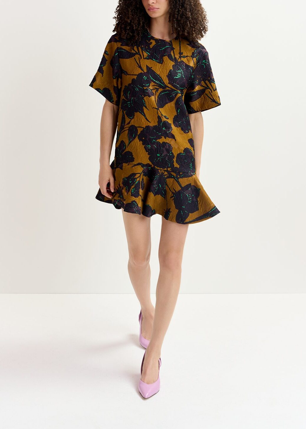 Mini-robe à  imprimé fleuri bronze et bleu marine RE—SSENTIEL | Essentiel second hand