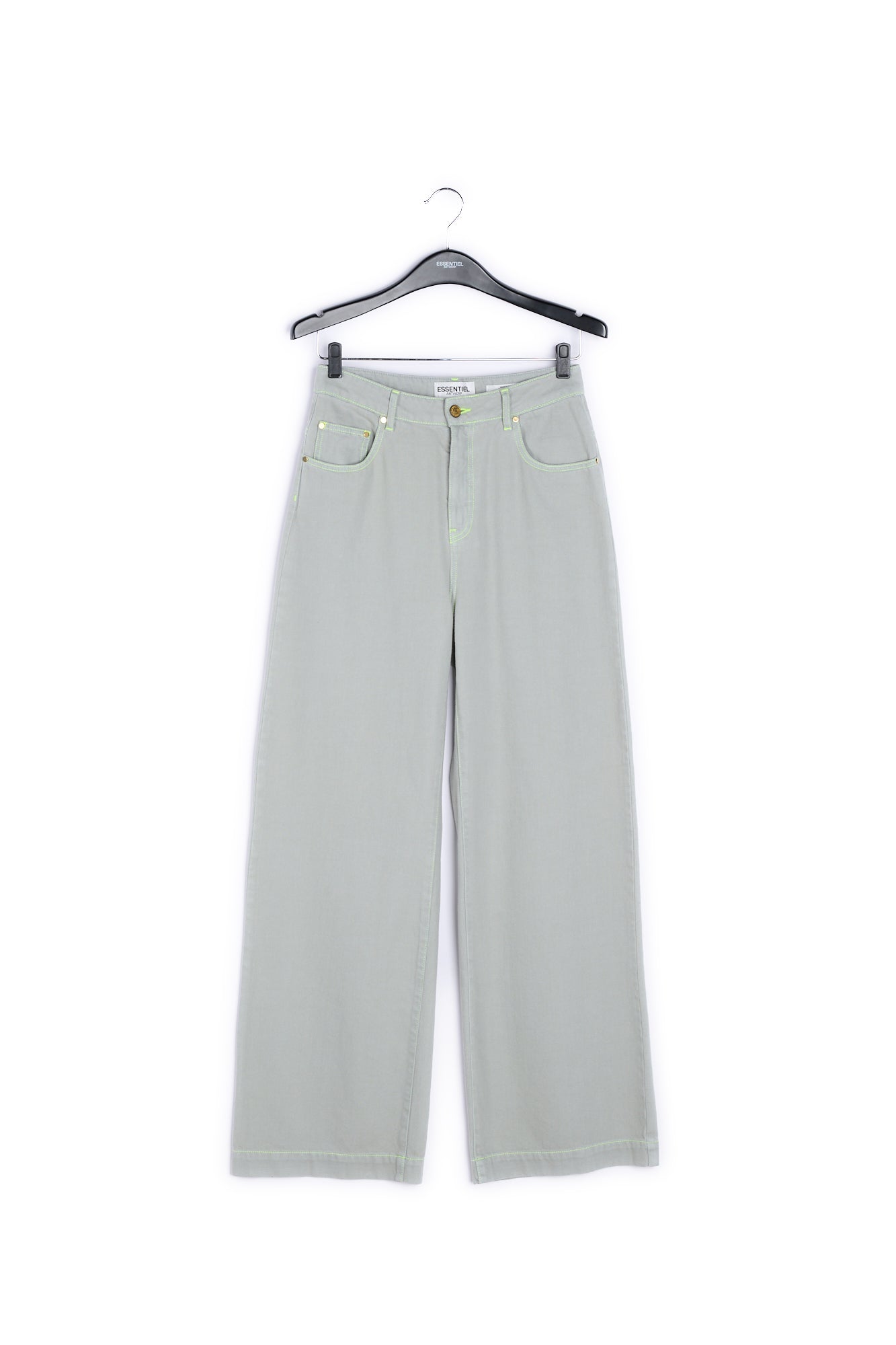 Grey cotton high-rise wide-leg jeans RE—SSENTIEL | Essentiel second hand