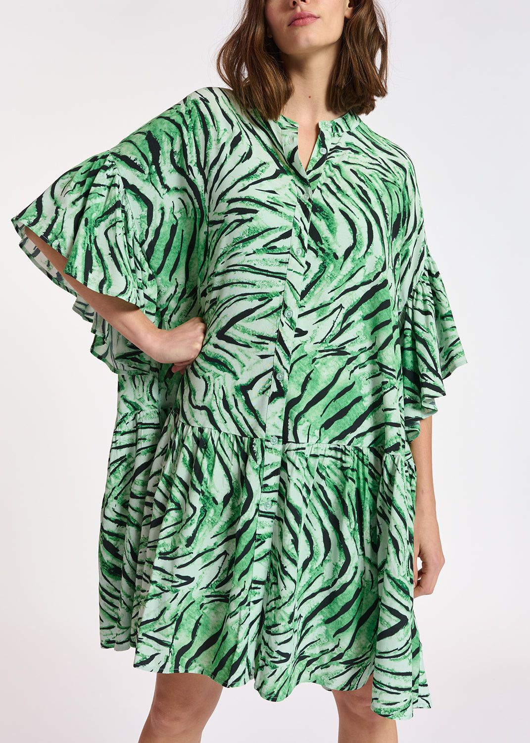 Mini robe vert menthe à imprimé tigre RE—SSENTIEL | Essentiel second hand