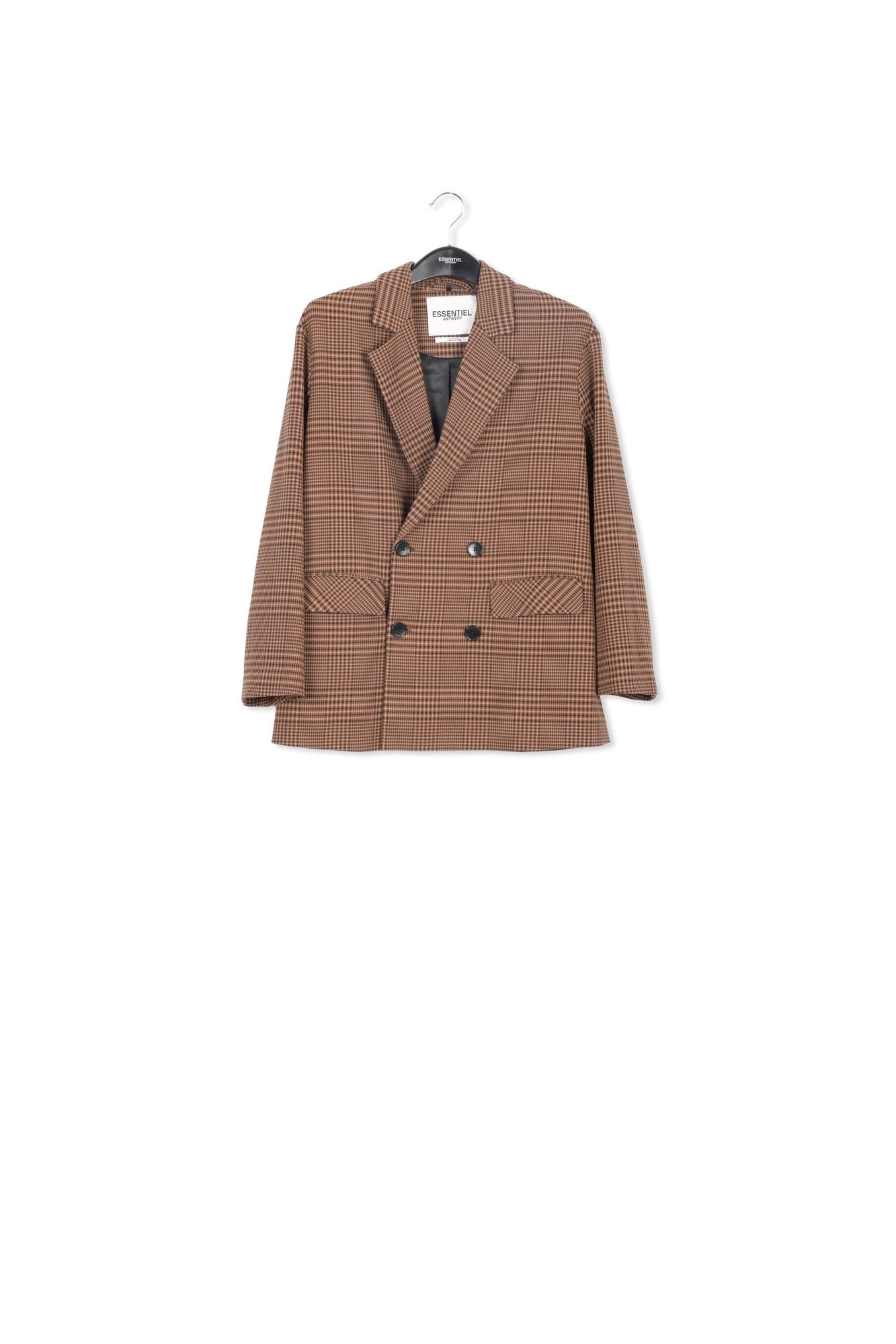 Blazer croisé brun à carreaux RE—SSENTIEL | Essentiel second hand