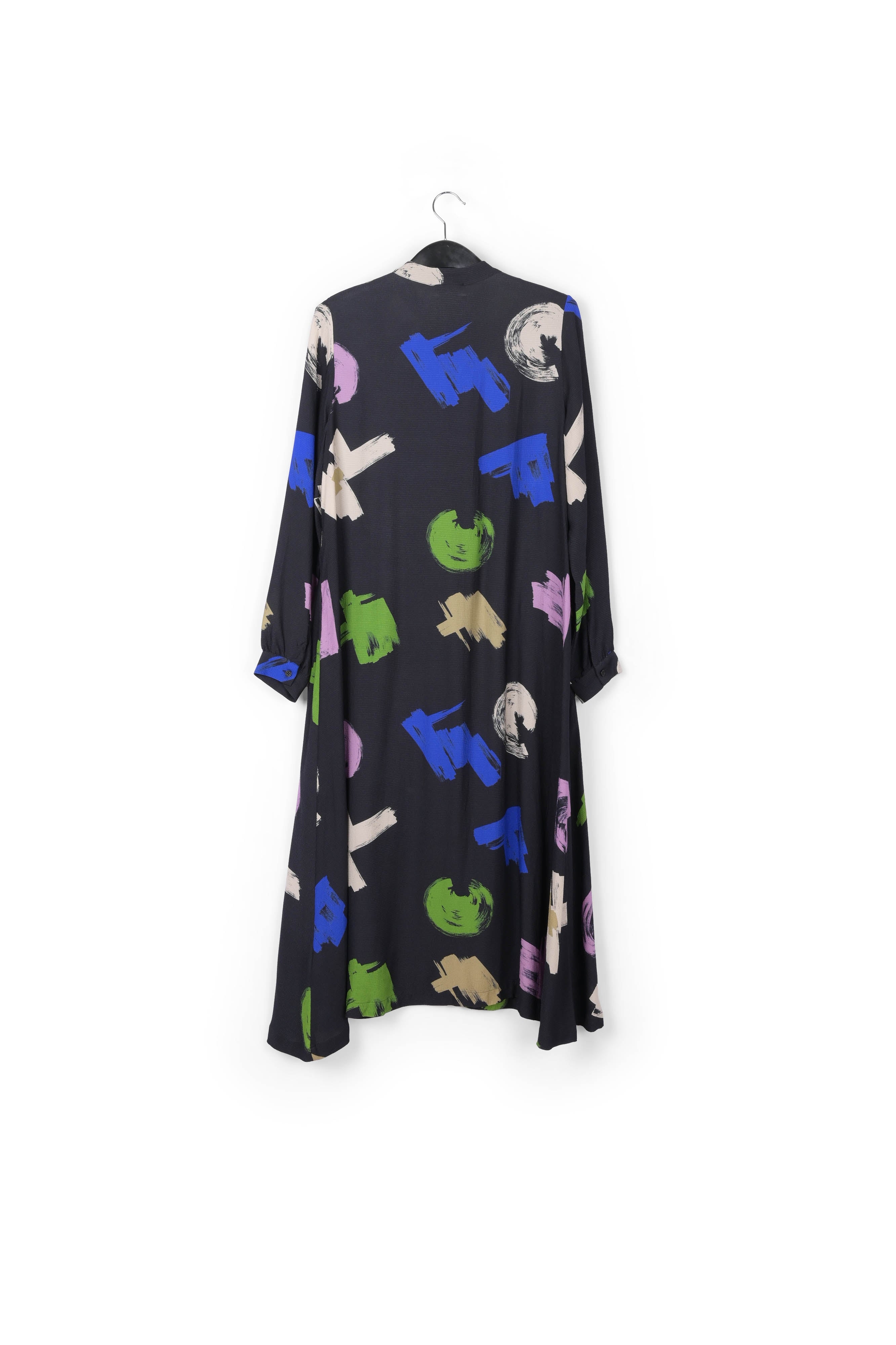 Robe chemise maxi bleue à imprimé graphique RE—SSENTIEL | Essentiel second hand