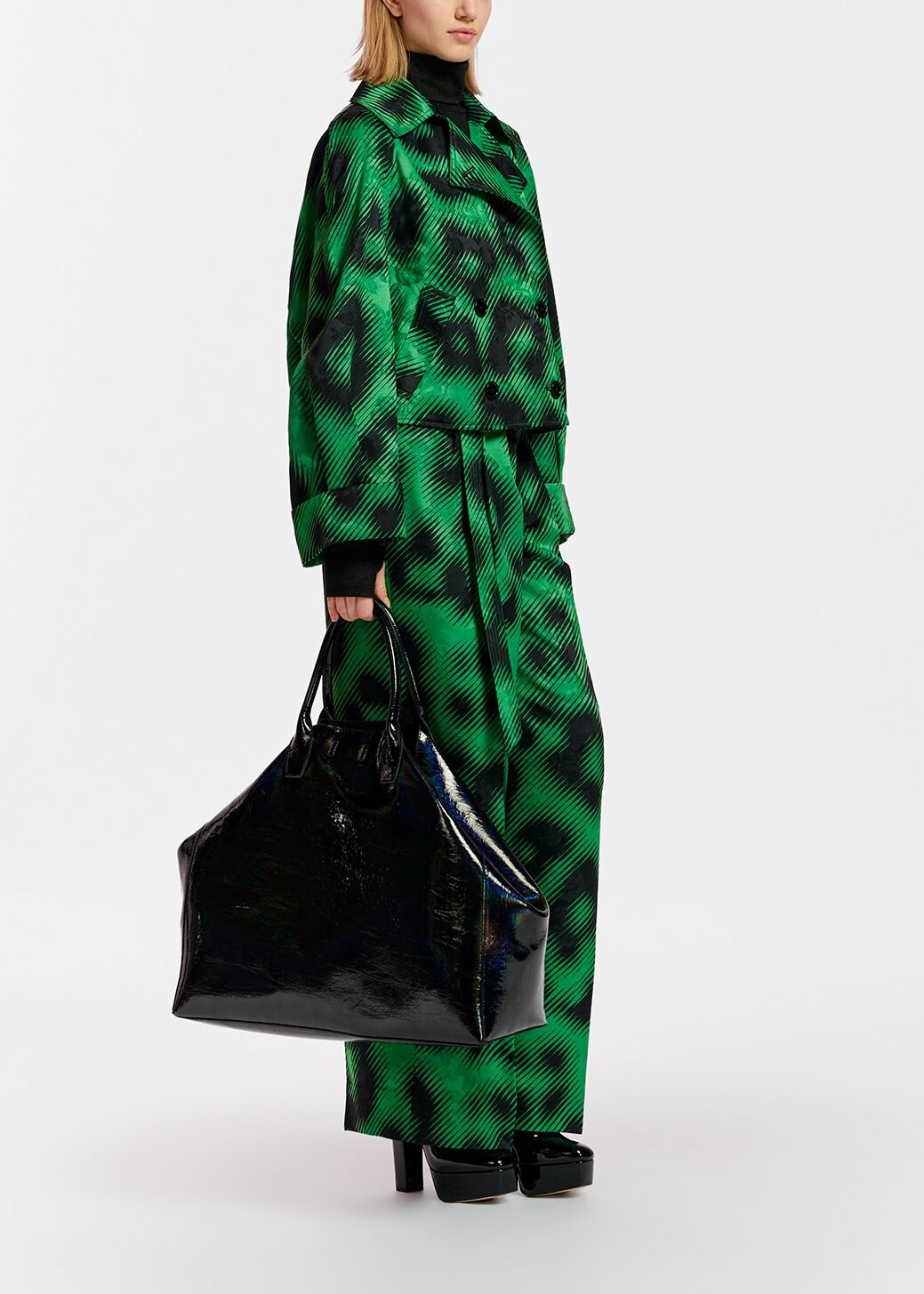 Veste en jacquard vert à  imprimé léopard RE—SSENTIEL | Essentiel second hand