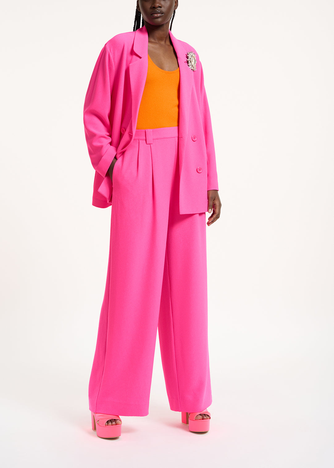 Fuchsia double-breasted blazer RE—SSENTIEL | Essentiel second hand