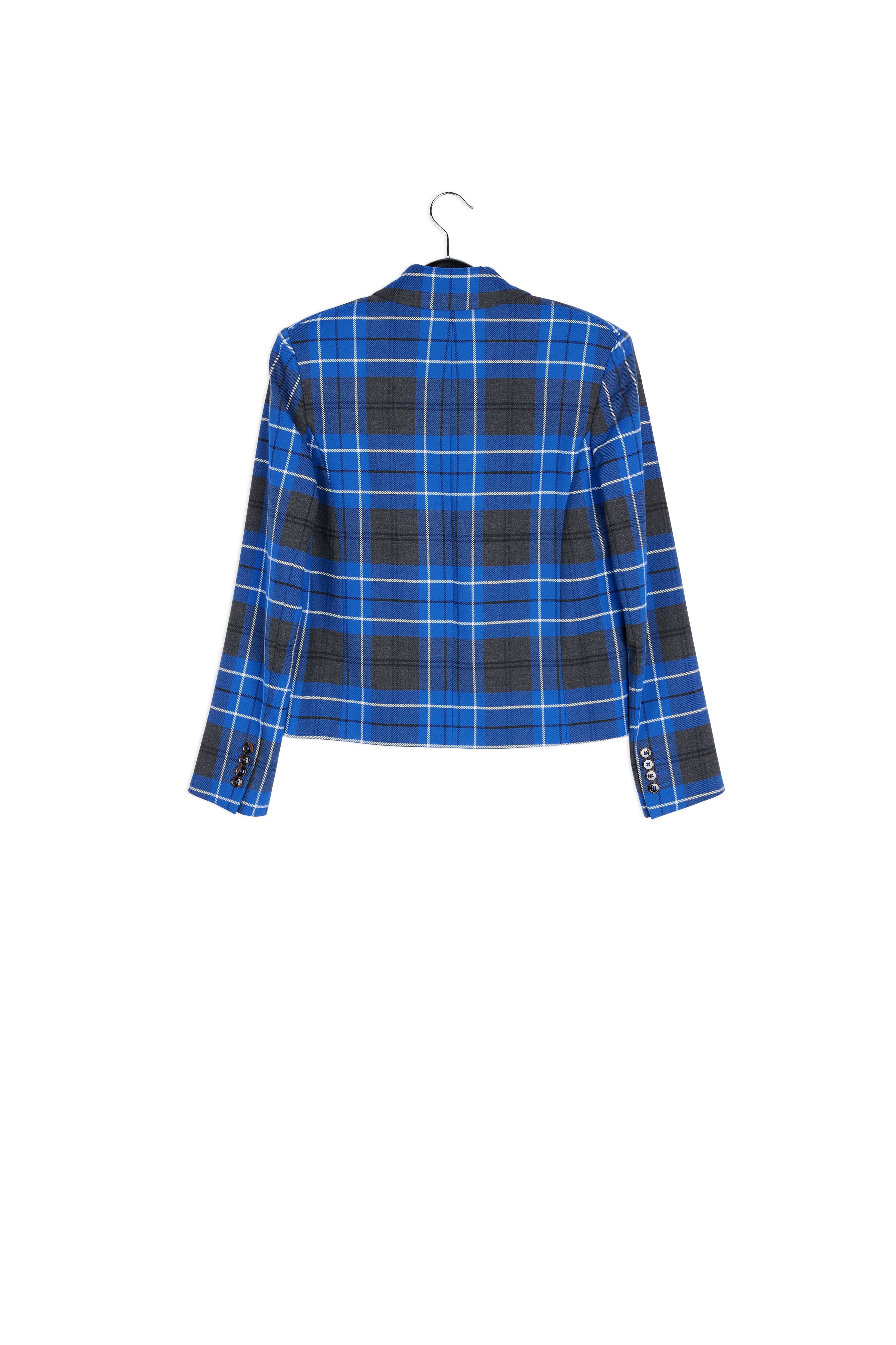 Blue check cropped-fit blazer RE—SSENTIEL | Essentiel second hand