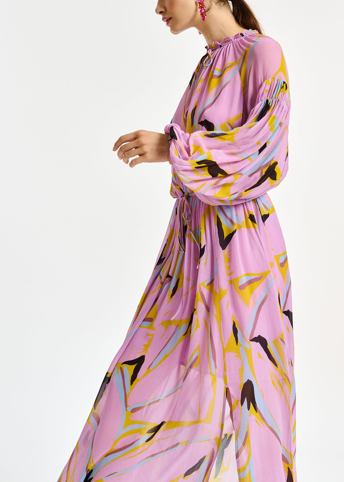 Lila maxi-jurk met abstracte print RE—SSENTIEL | Essentiel second hand