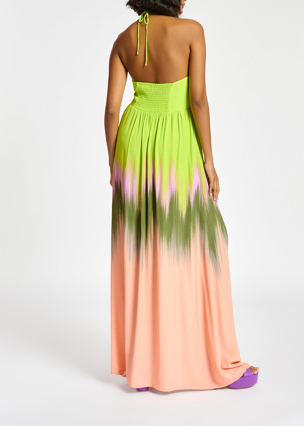 Robe maxi vert citron, pêche et kaki RE—SSENTIEL | Essentiel second hand