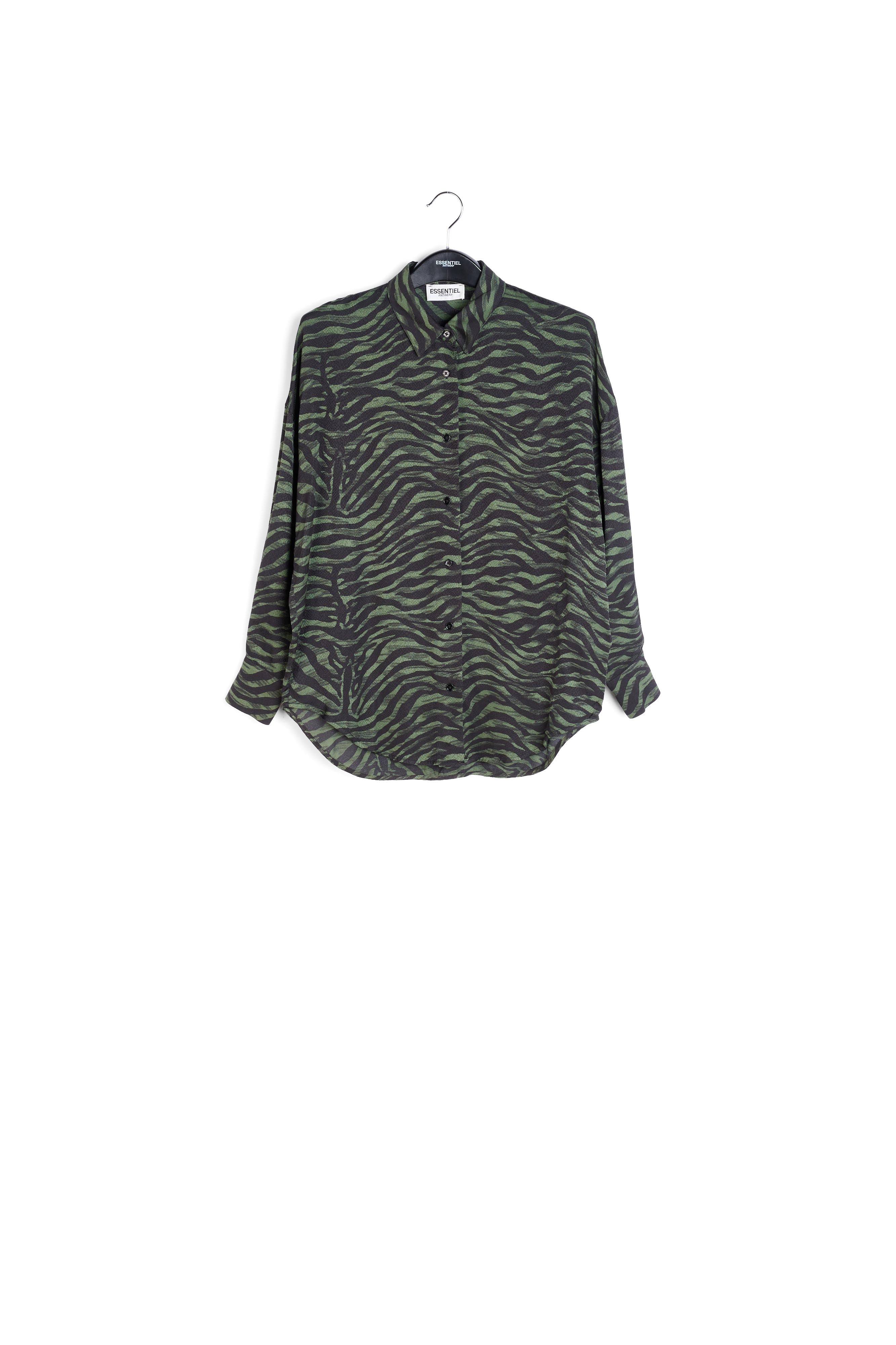 Oversized hemd met groene en zwarte zebraprint RE—SSENTIEL | Essentiel second hand