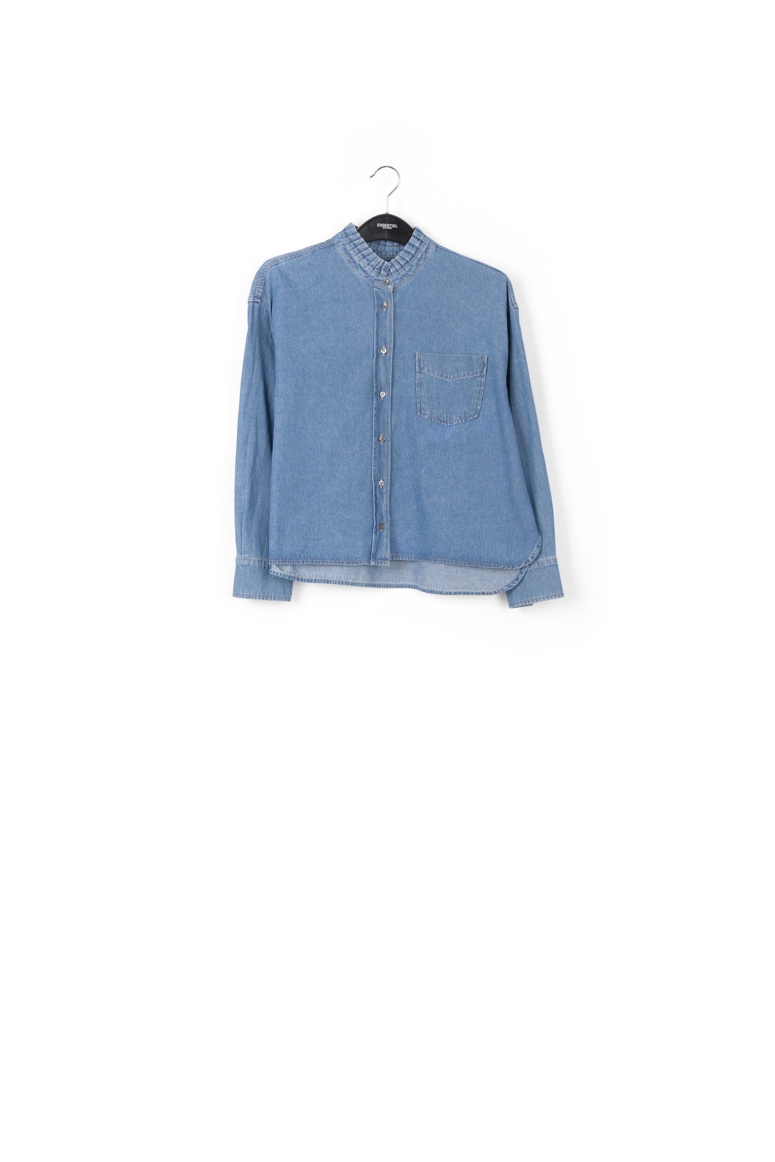 Blue denim shirt with frilled collar RE—SSENTIEL | Essentiel second hand