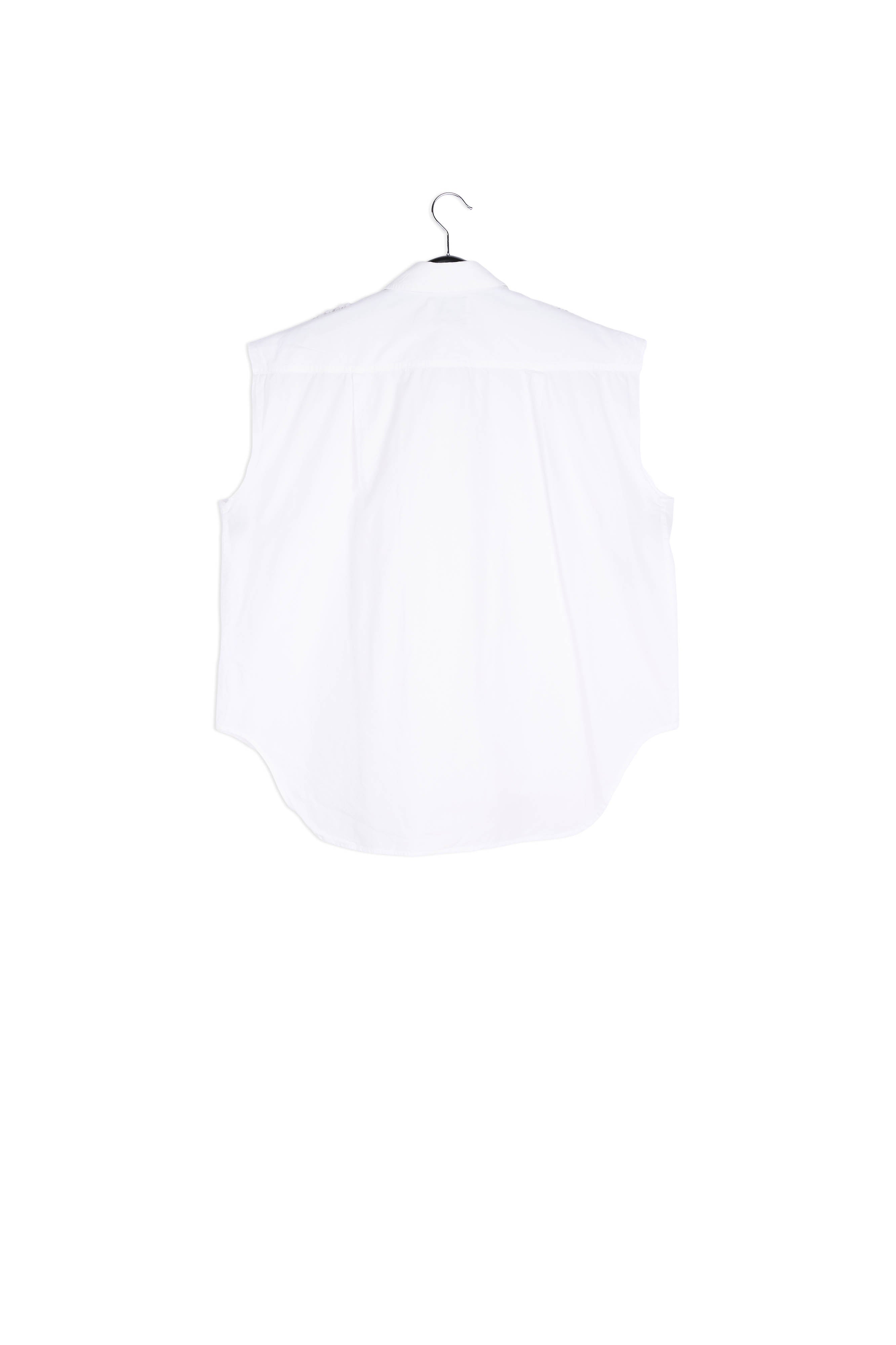 White cotton sleeveless shirt with lace embroidered trimmings RE—SSENTIEL | Essentiel second hand