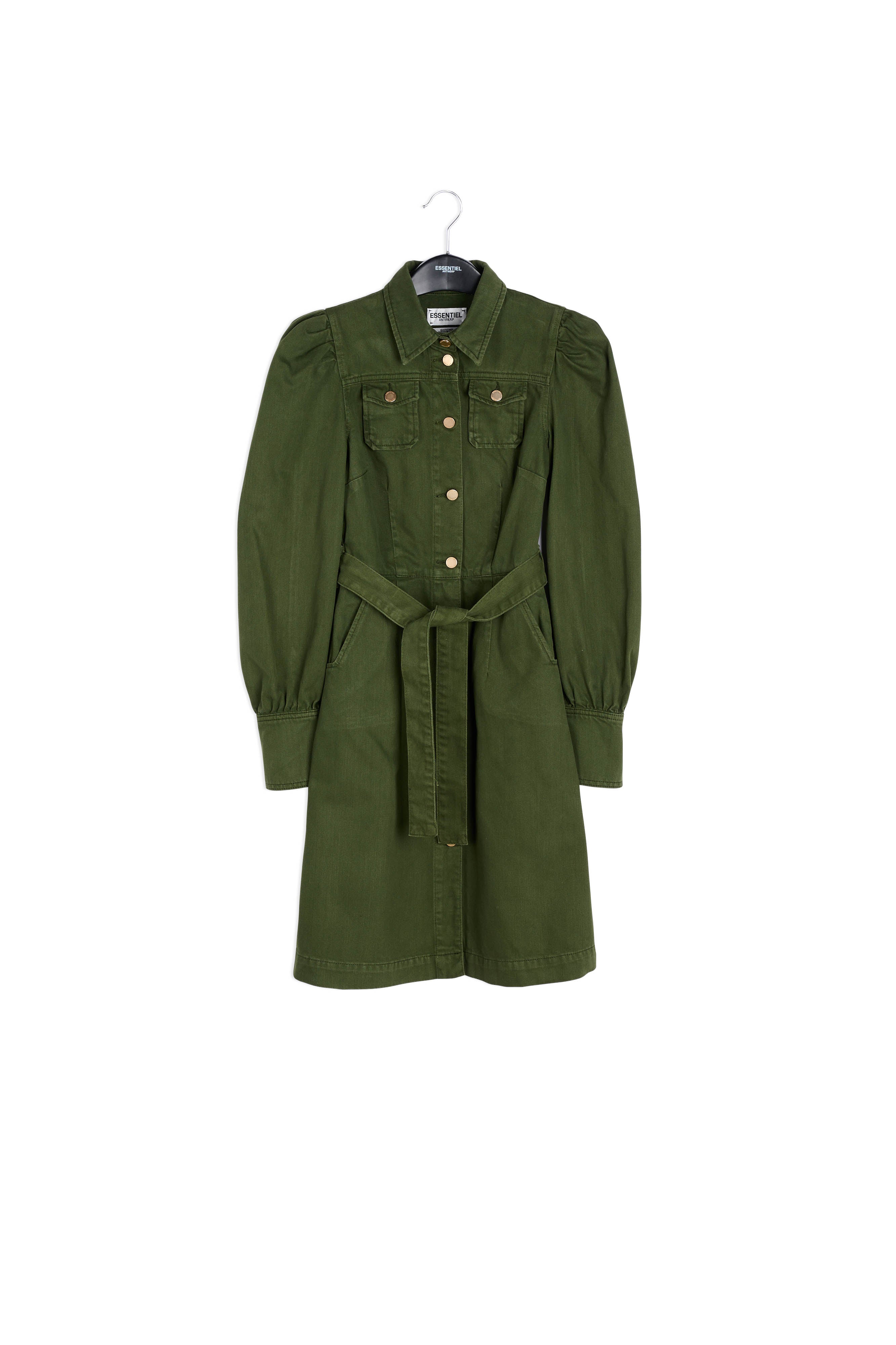 Pine green denim shirt dress RE—SSENTIEL | Essentiel second hand