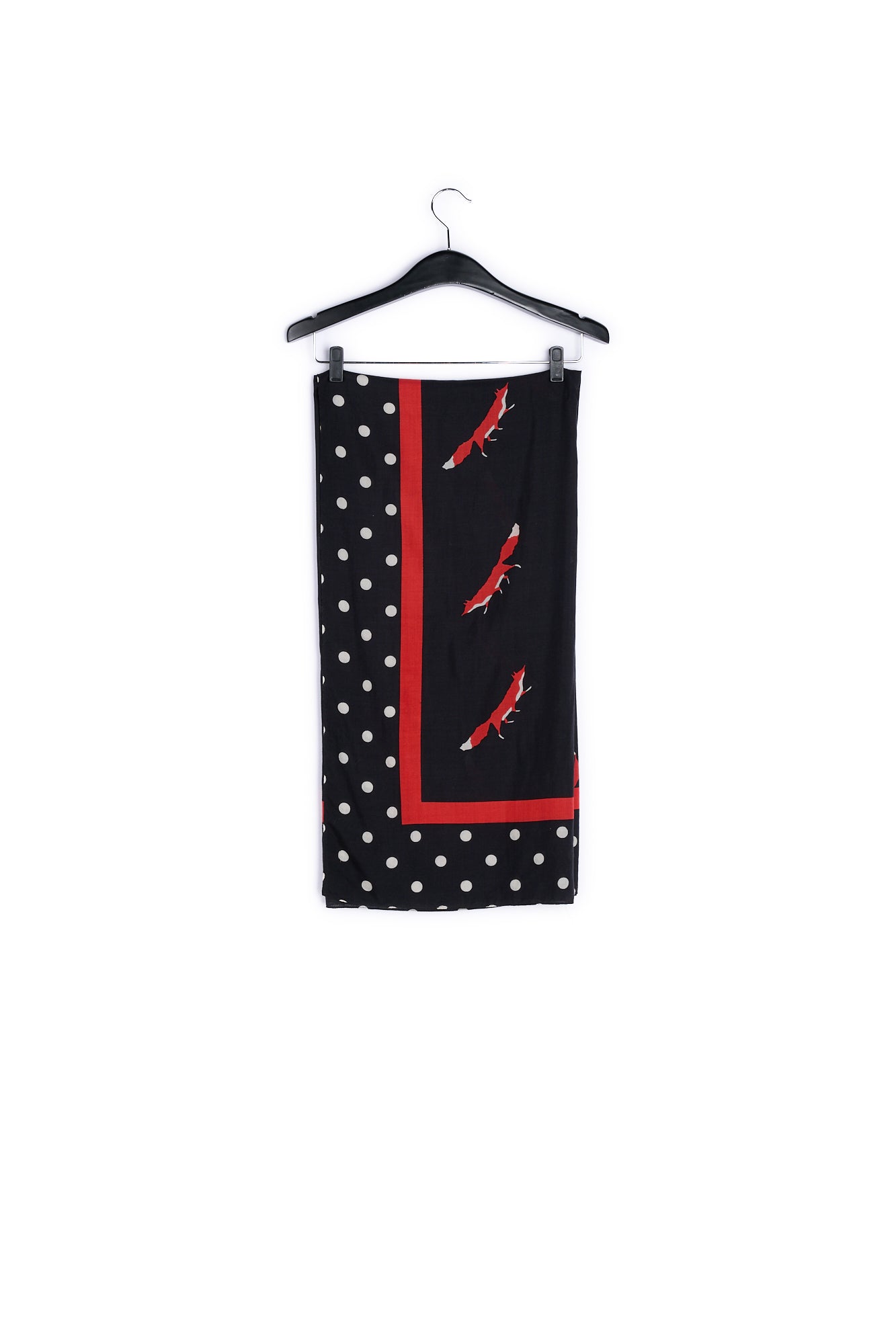 Black scarf with polka dots and foxes RE—SSENTIEL | Essentiel second hand