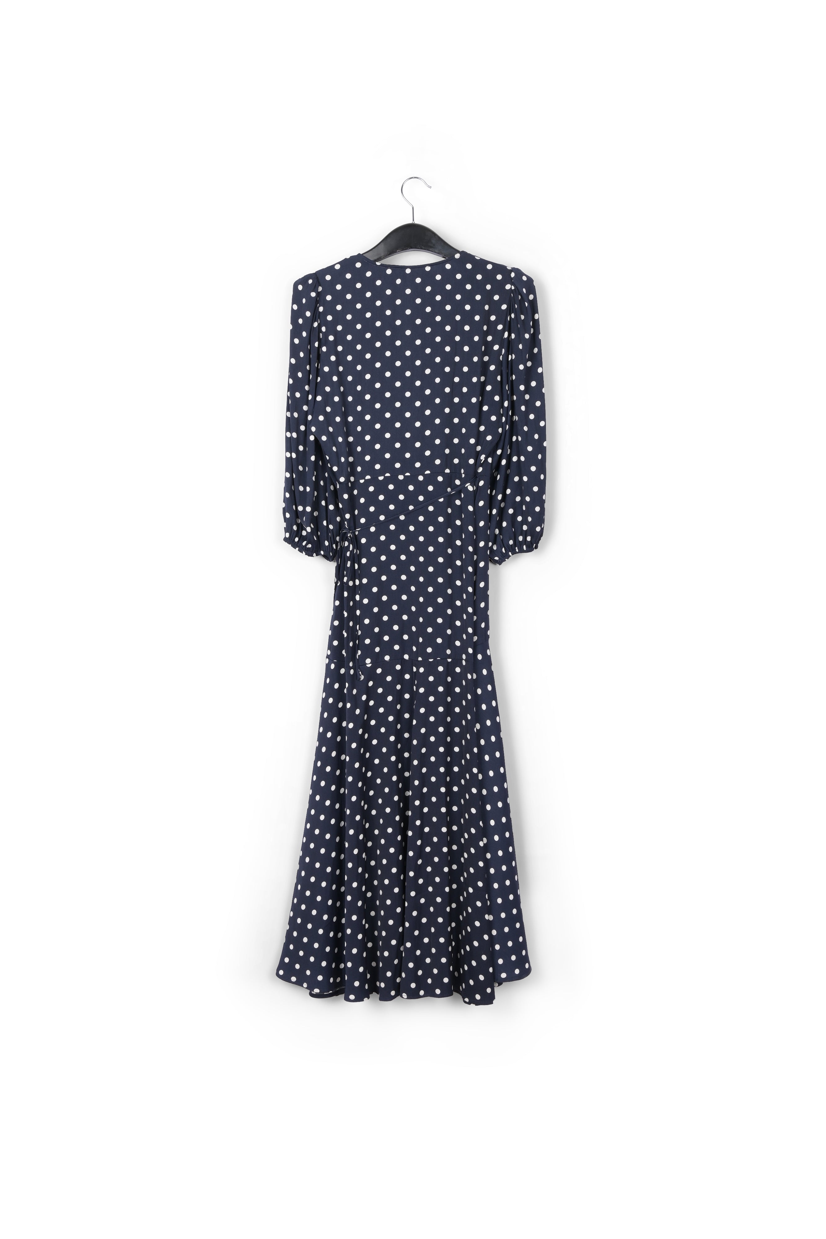 Dark blue polka dot wrap maxi dress RE—SSENTIEL | Essentiel second hand