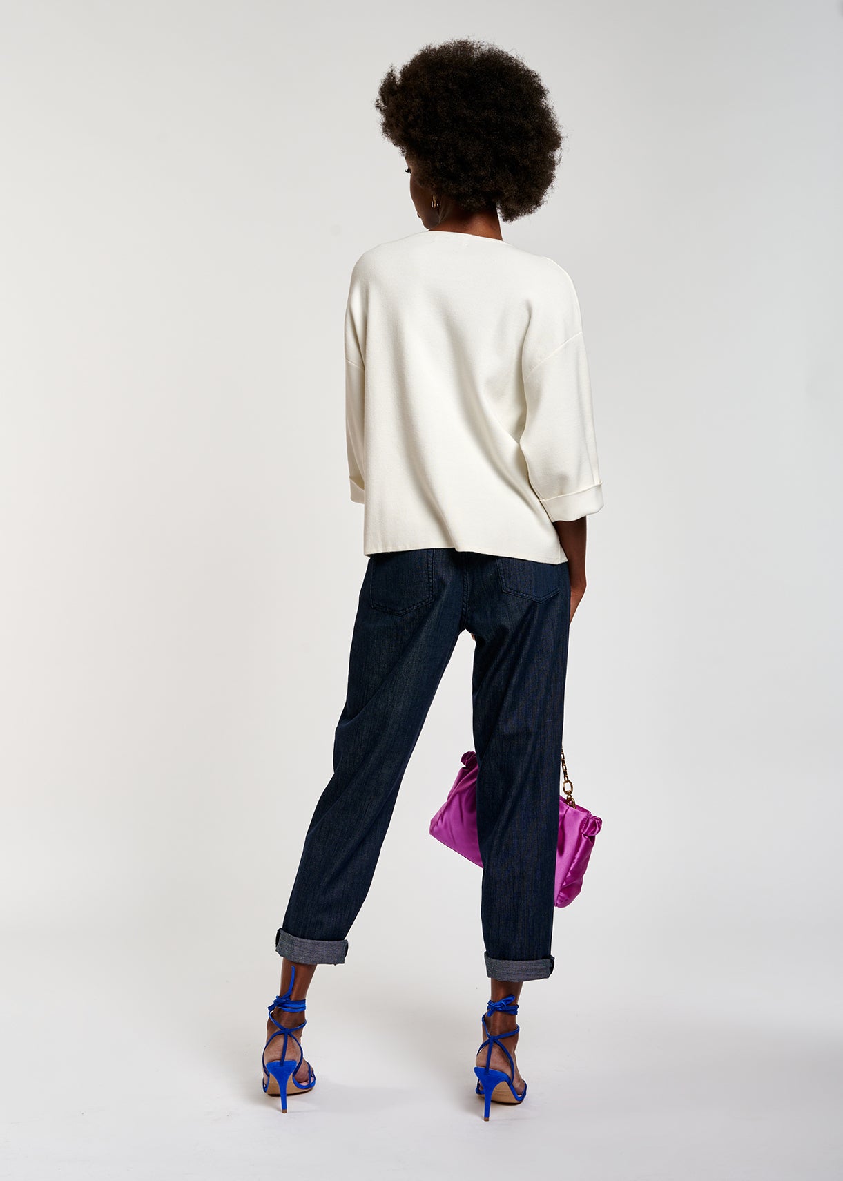 Off-white short-sleeved sweater RE—SSENTIEL | Essentiel second hand