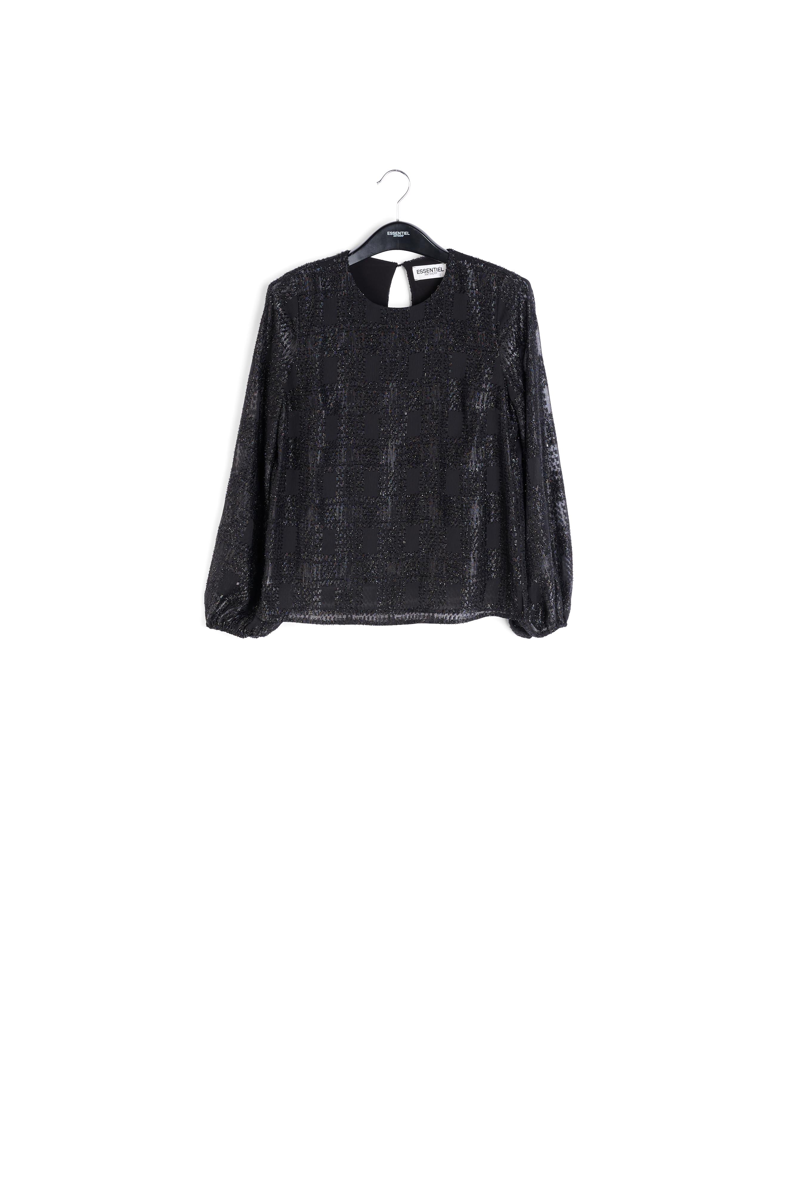 Zwarte lurextop met ballonmouwen RE—SSENTIEL | Essentiel second hand