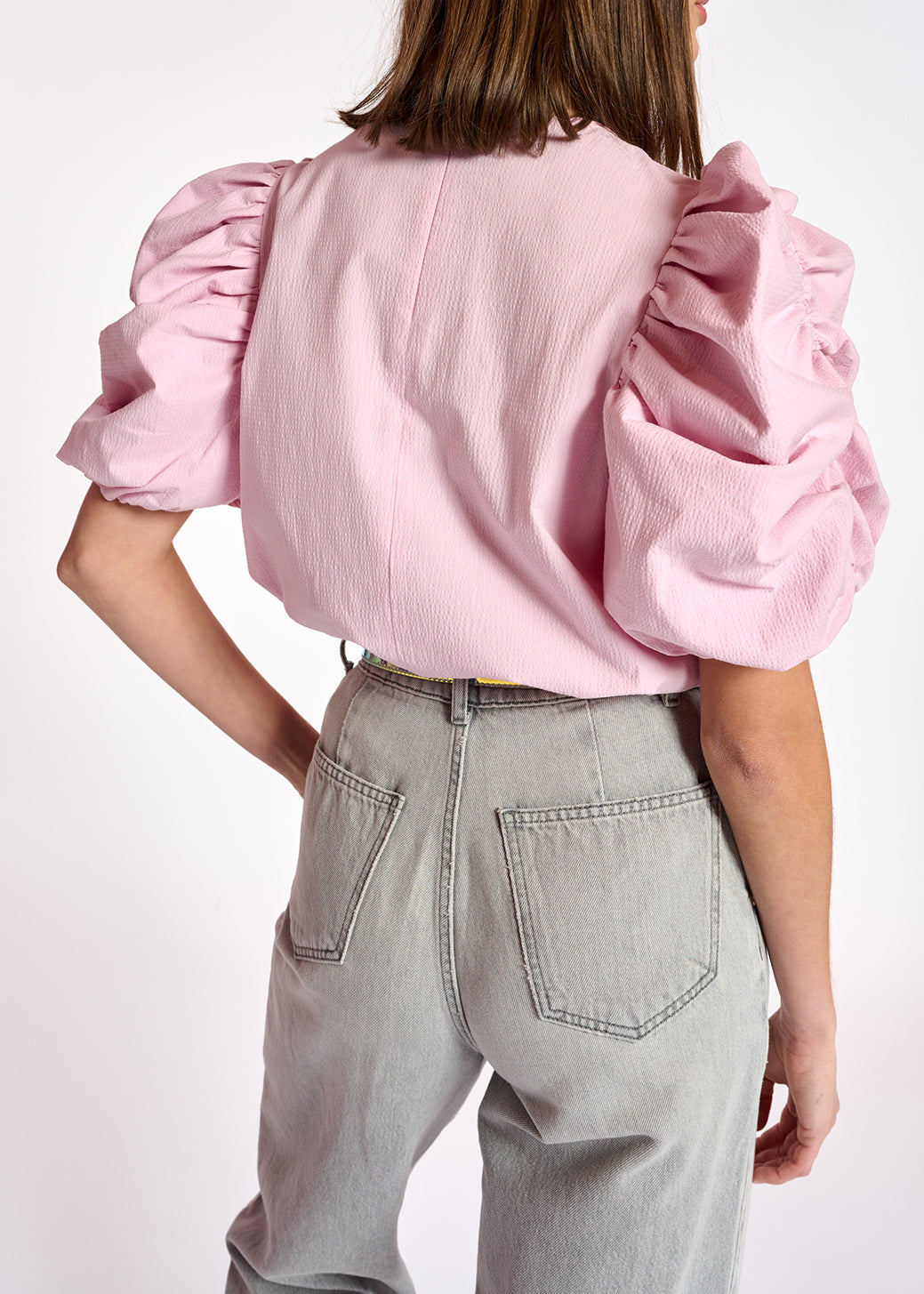 Light pink puffed sleeve top RE—SSENTIEL | Essentiel second hand